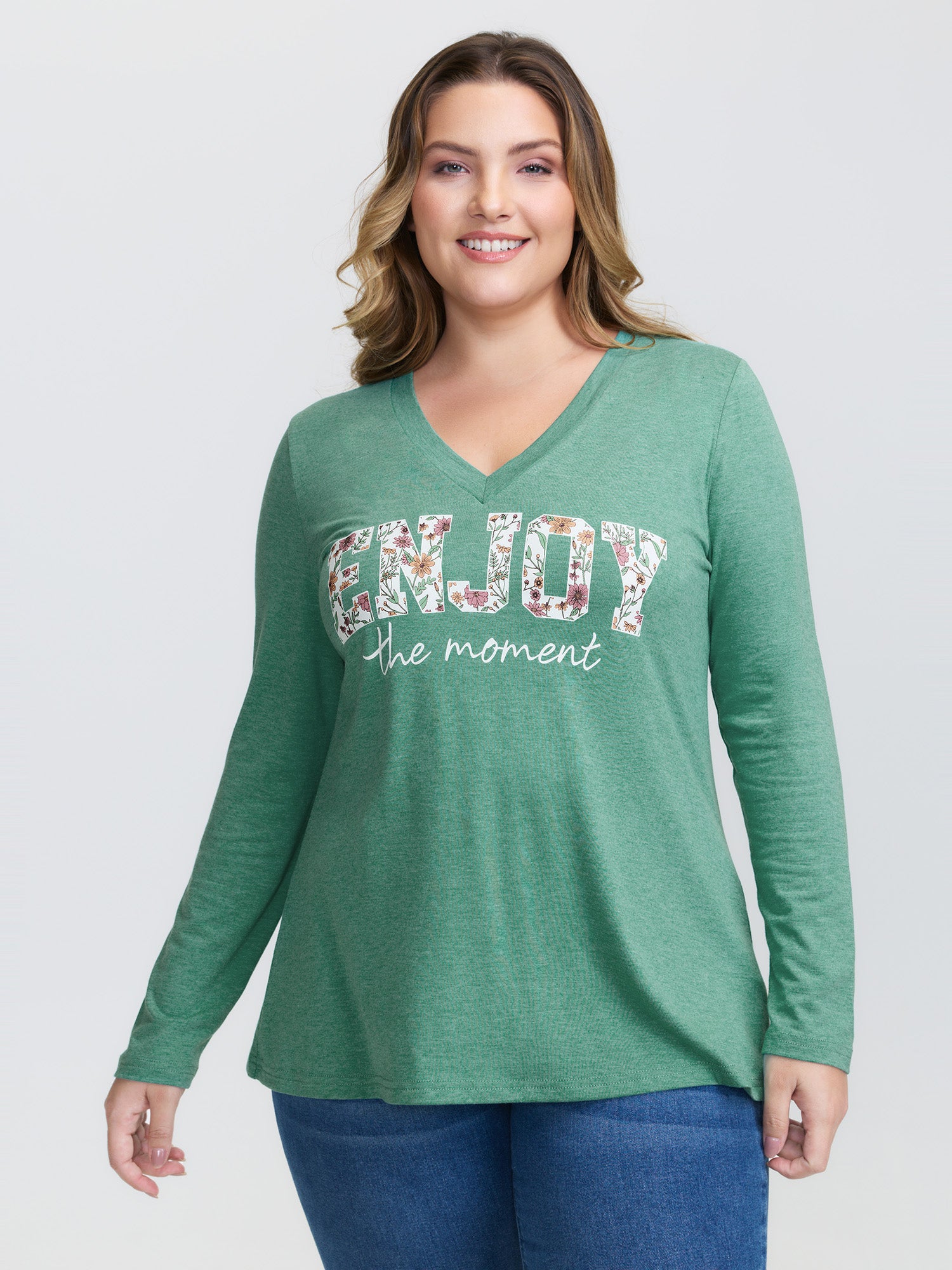 Supersoft Heather Deep V-Neck T-Shirt-Sweetccc