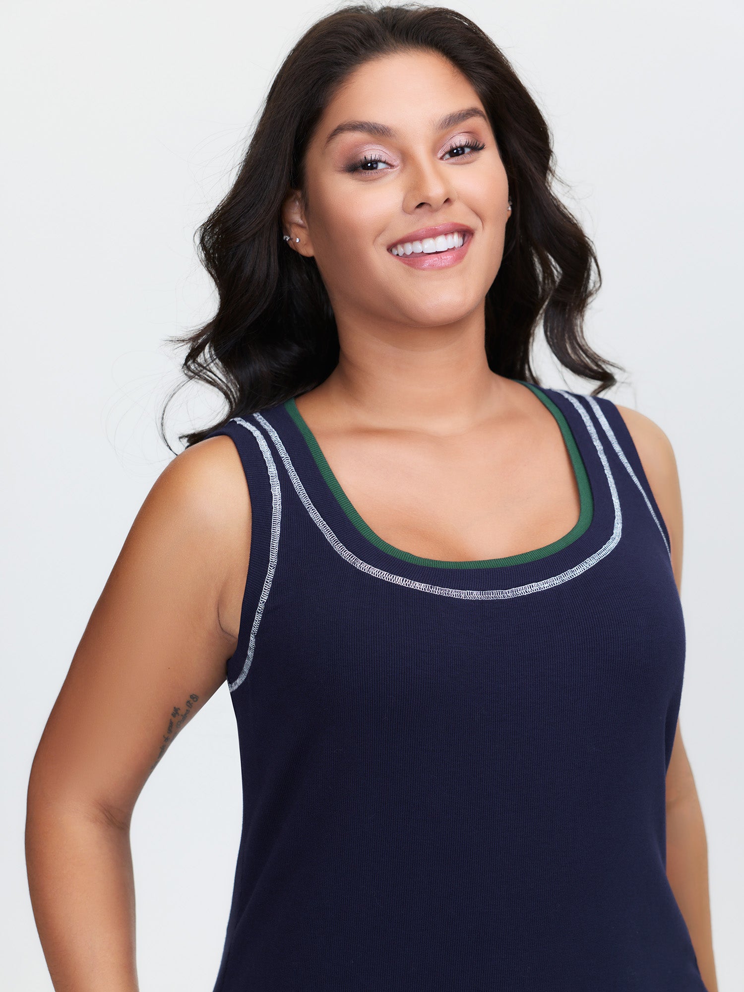 Supersoft Scoop Neckline Contrast Tank Top-Sweetccc