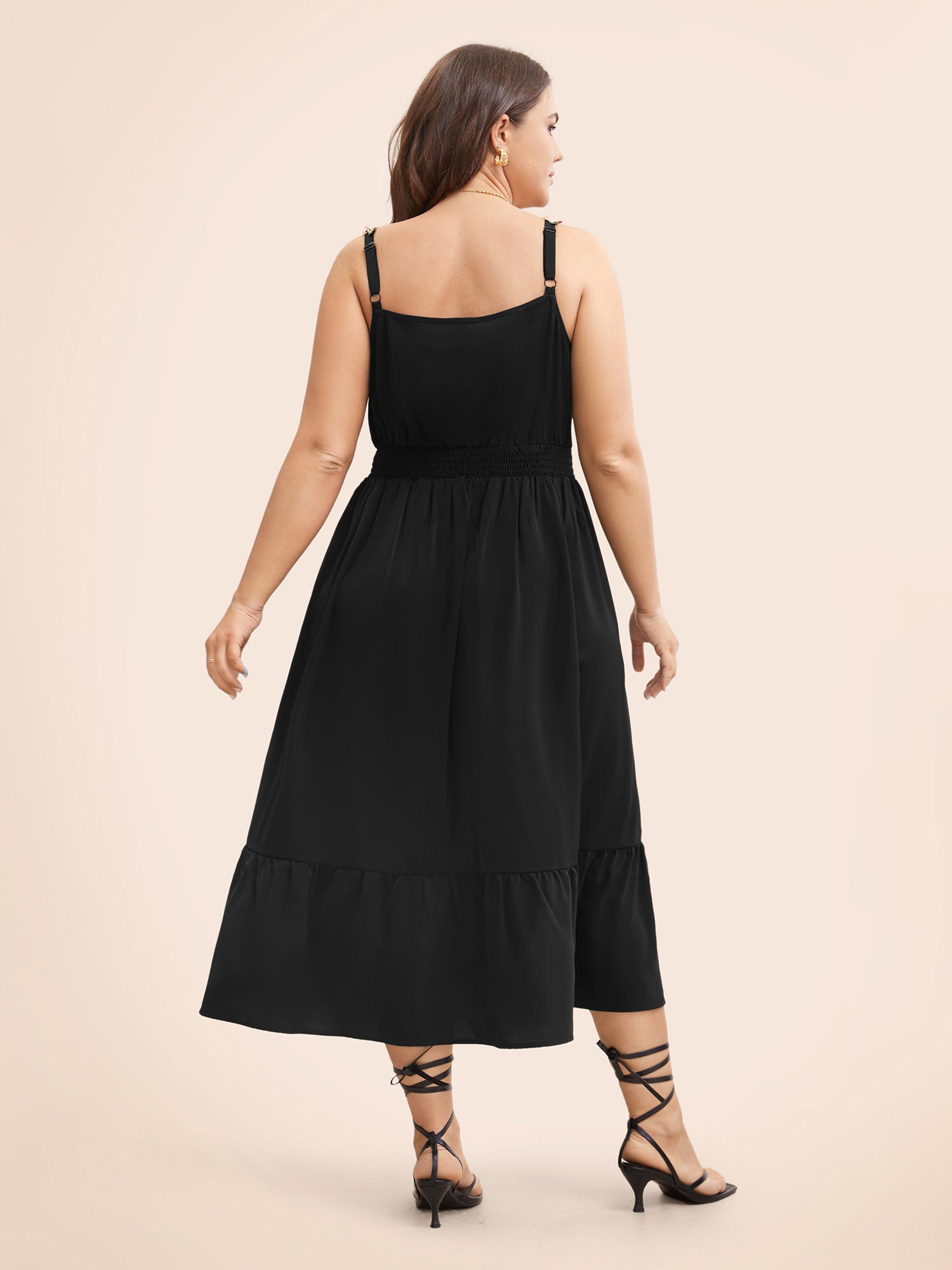 Floral Woven Ribbon Heart Neckline Cami Dress-Sweetccc