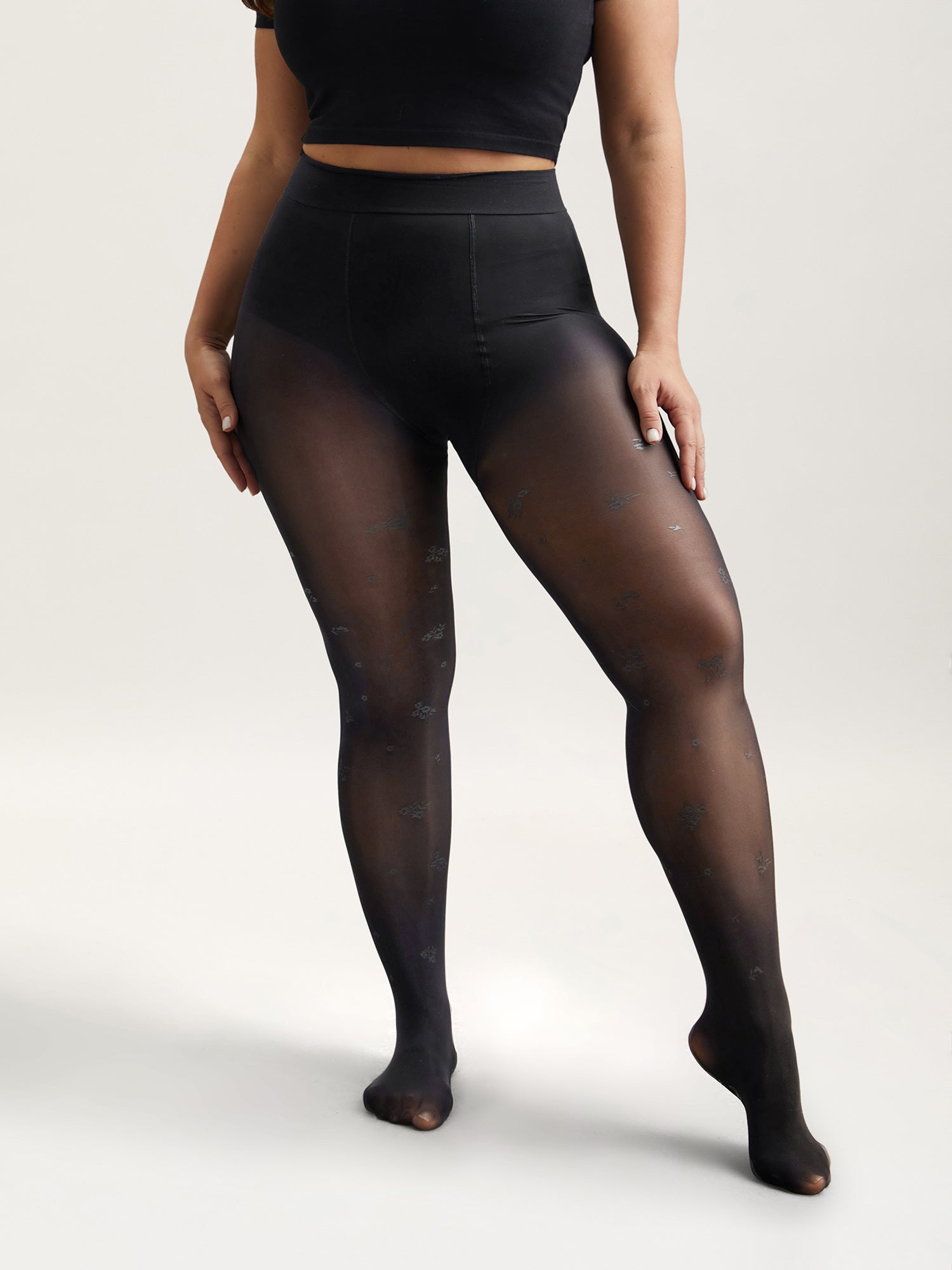 Floral Pattern Sheer Silk Tights-Sweetccc