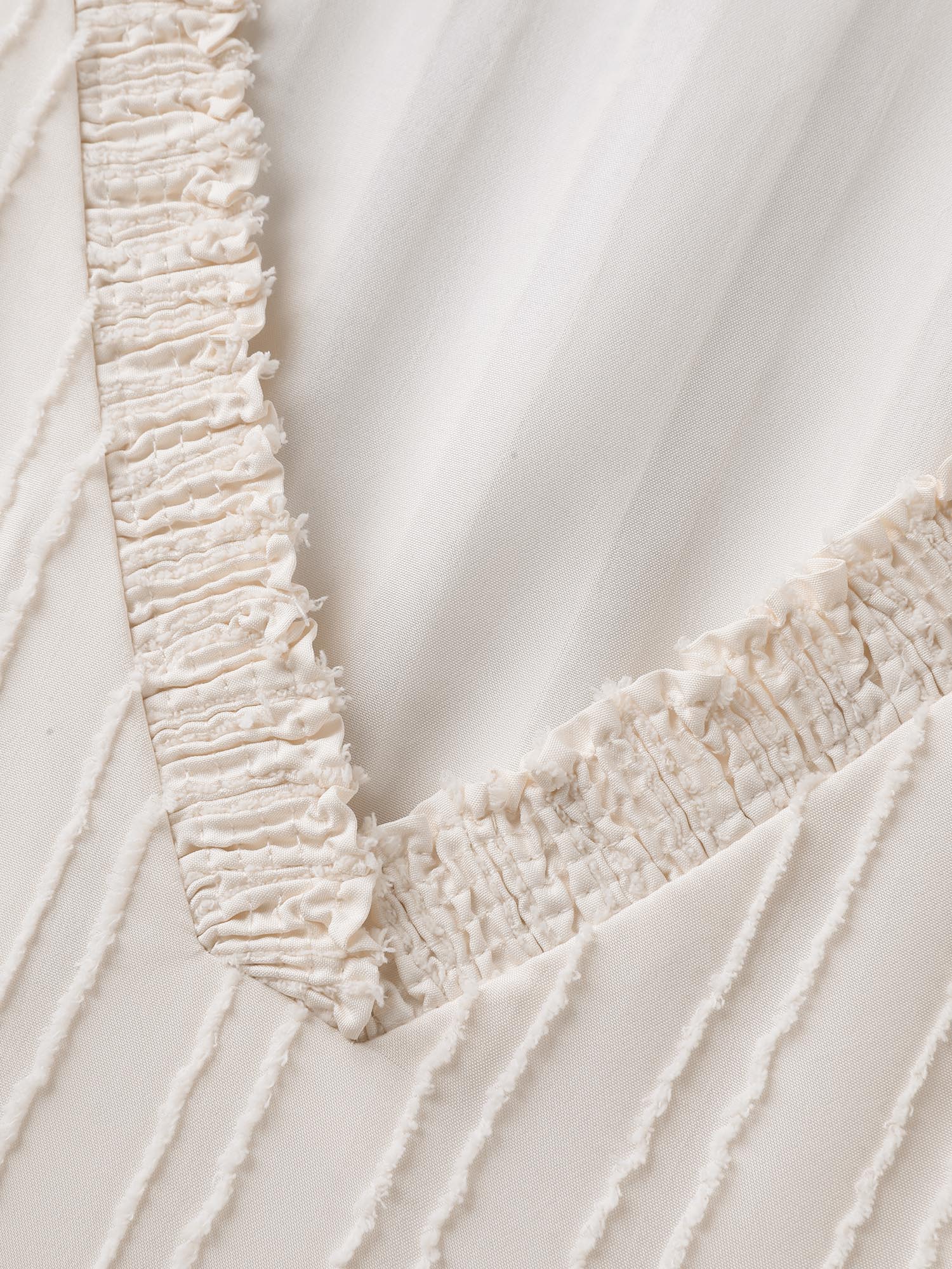 Textured V-Neck Pockets Solid Midi Dress-Sweetccc