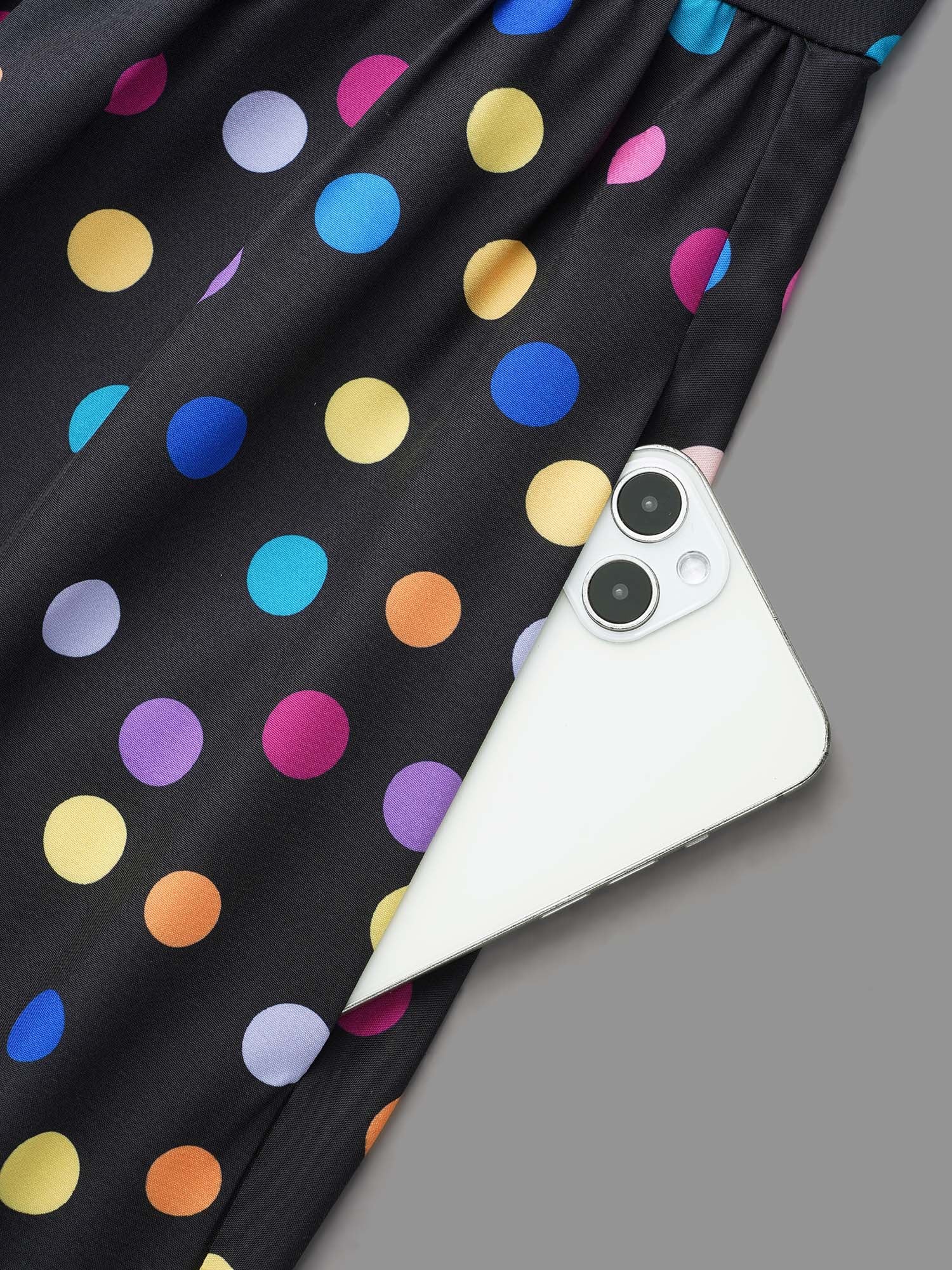 Multi-Color Polka Dot Stretchy-Waist Dress-Sweetccc