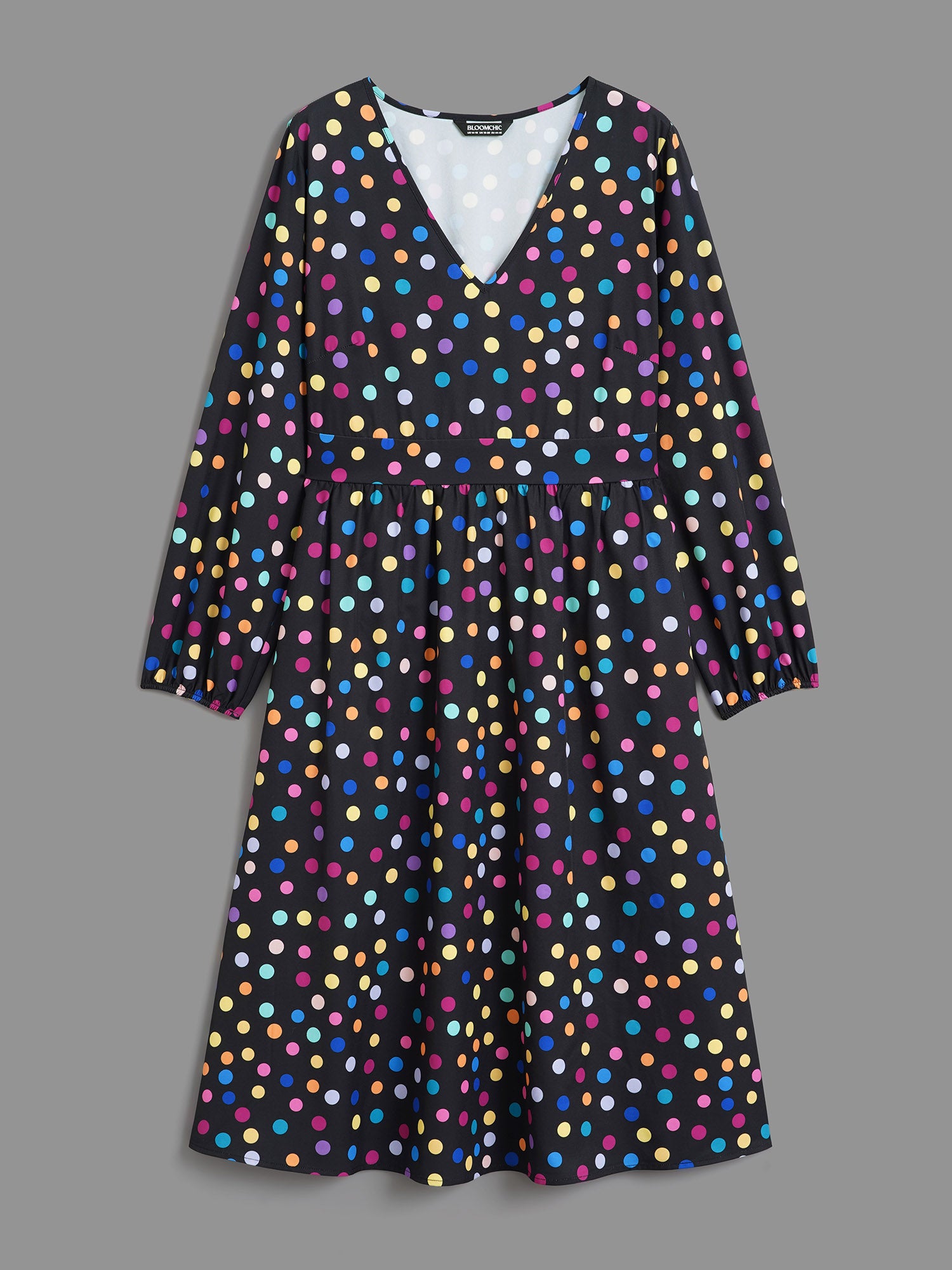 Multi-Color Polka Dot Stretchy-Waist Dress-Sweetccc