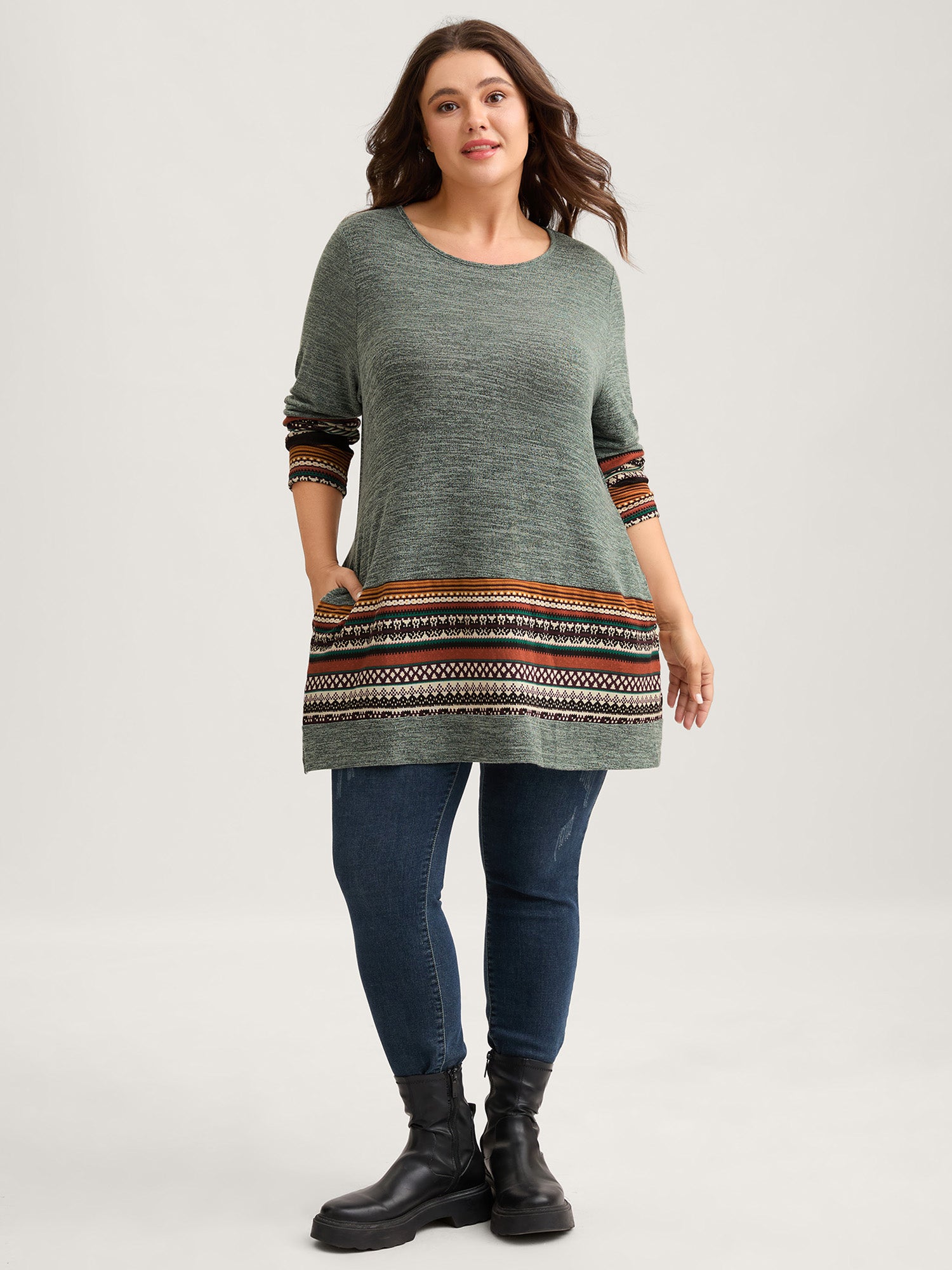 Tunic Boho Print Pocket T-shirt-Sweetccc