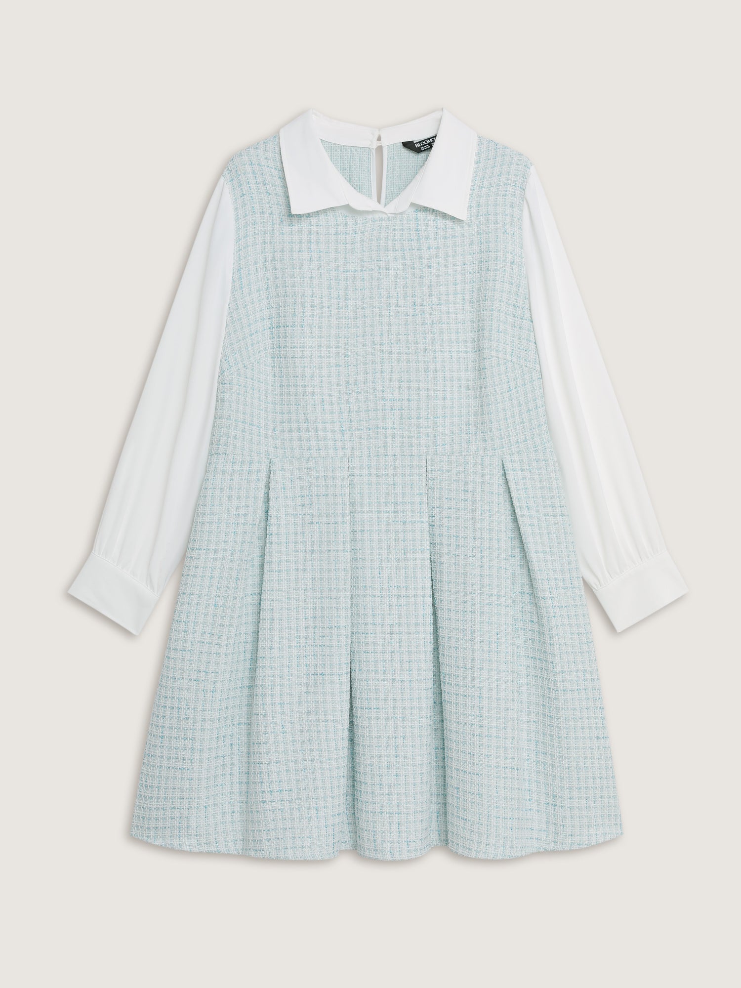 Tweed Colorblock Pleated Midi Dress-Sweetccc