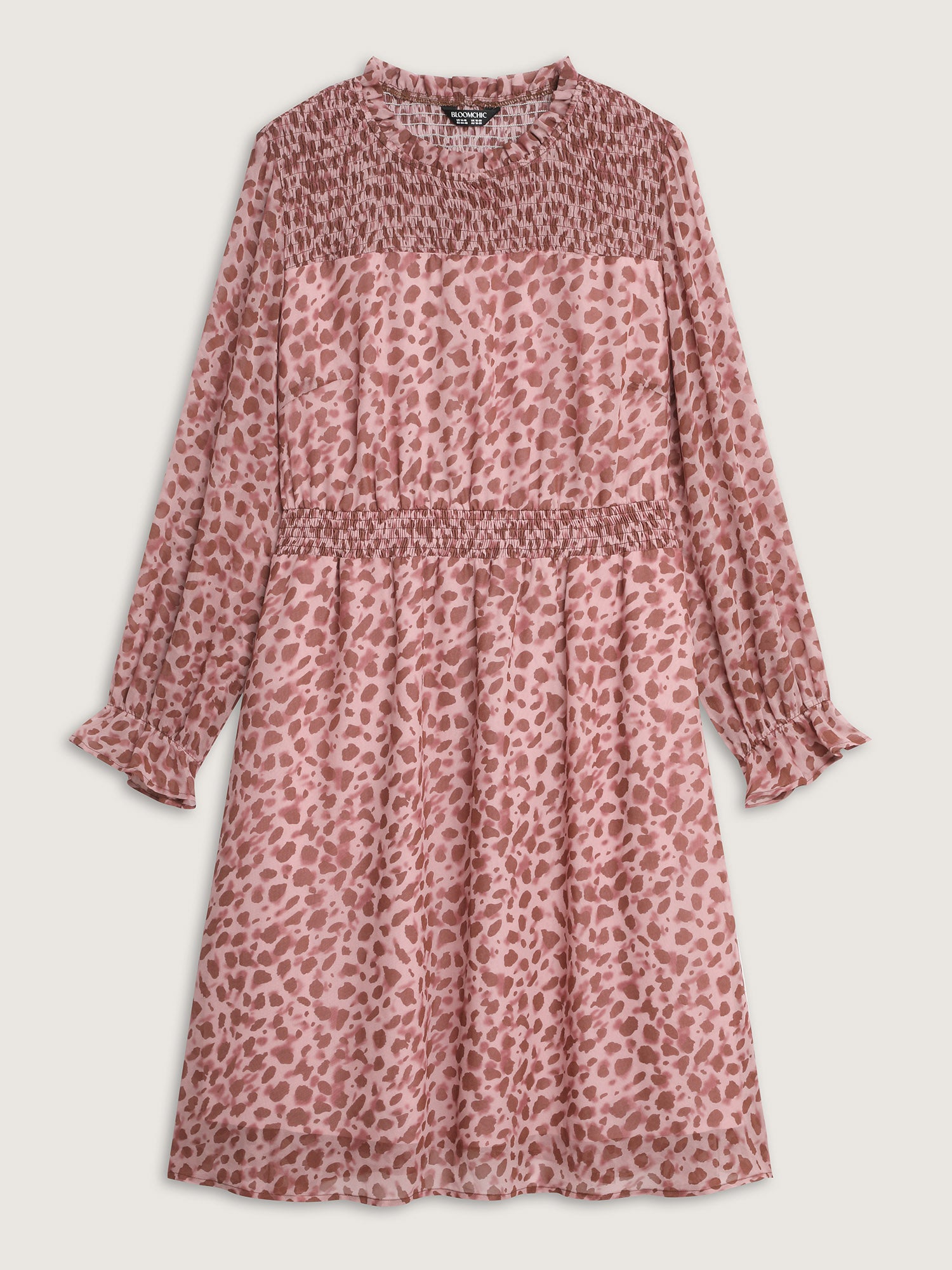 Leopard Print Shirred Waist Midi Dress-Sweetccc