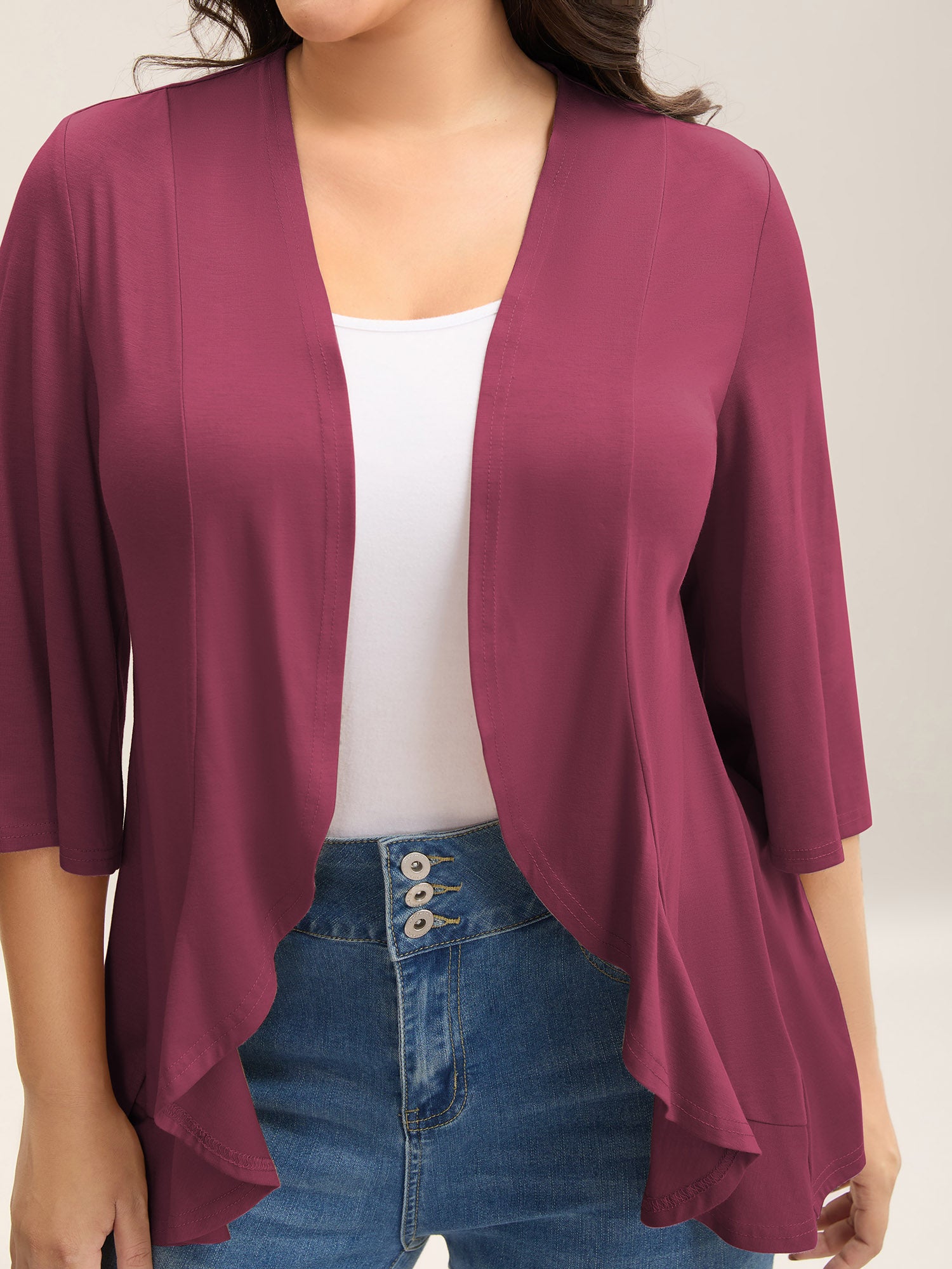 Lotus Hem Curvy Kimono Cover-Up-Sweetccc