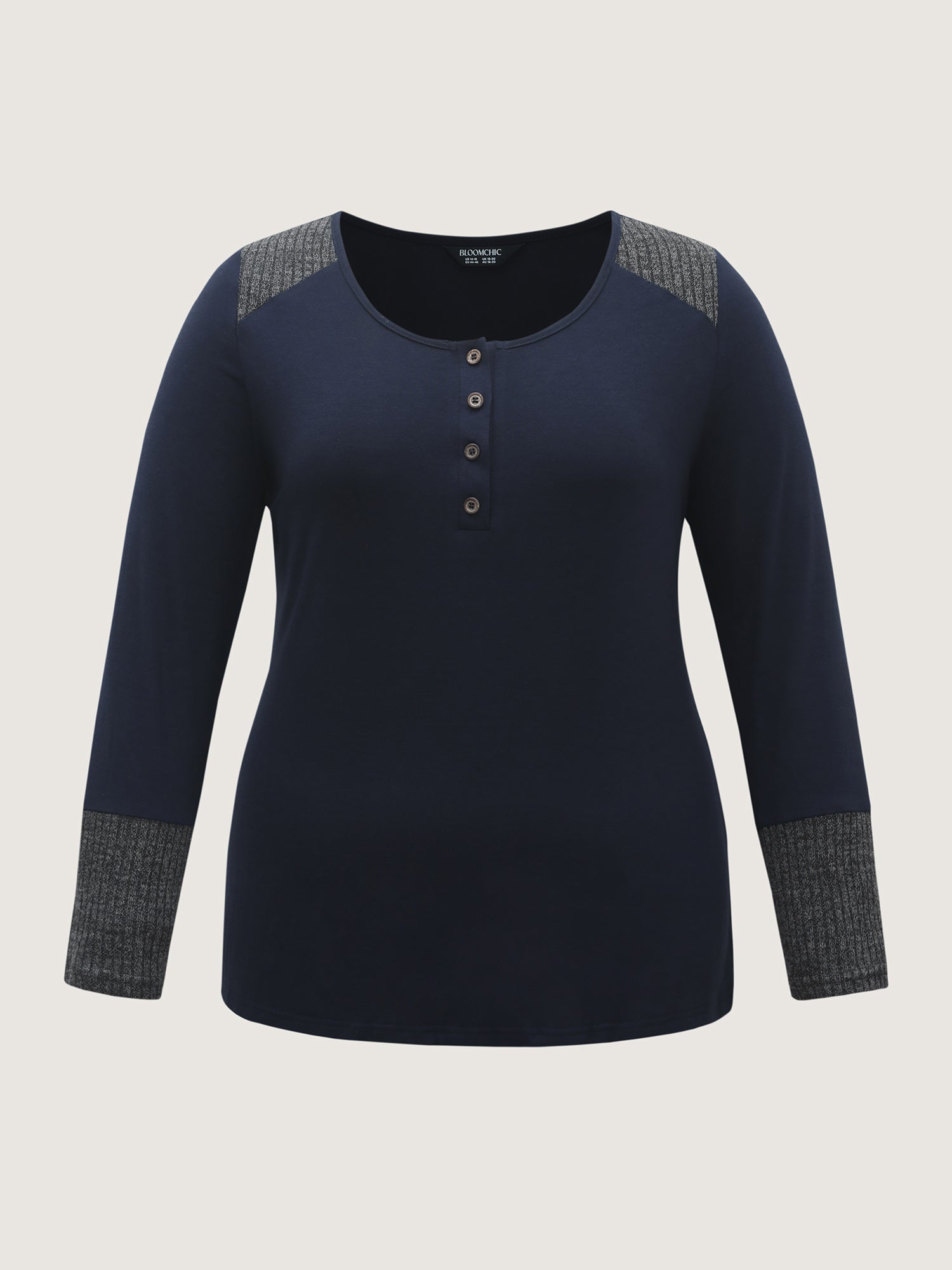 Supersoft Ribbed Button Neckline Fitted T-Shirt-Sweetccc