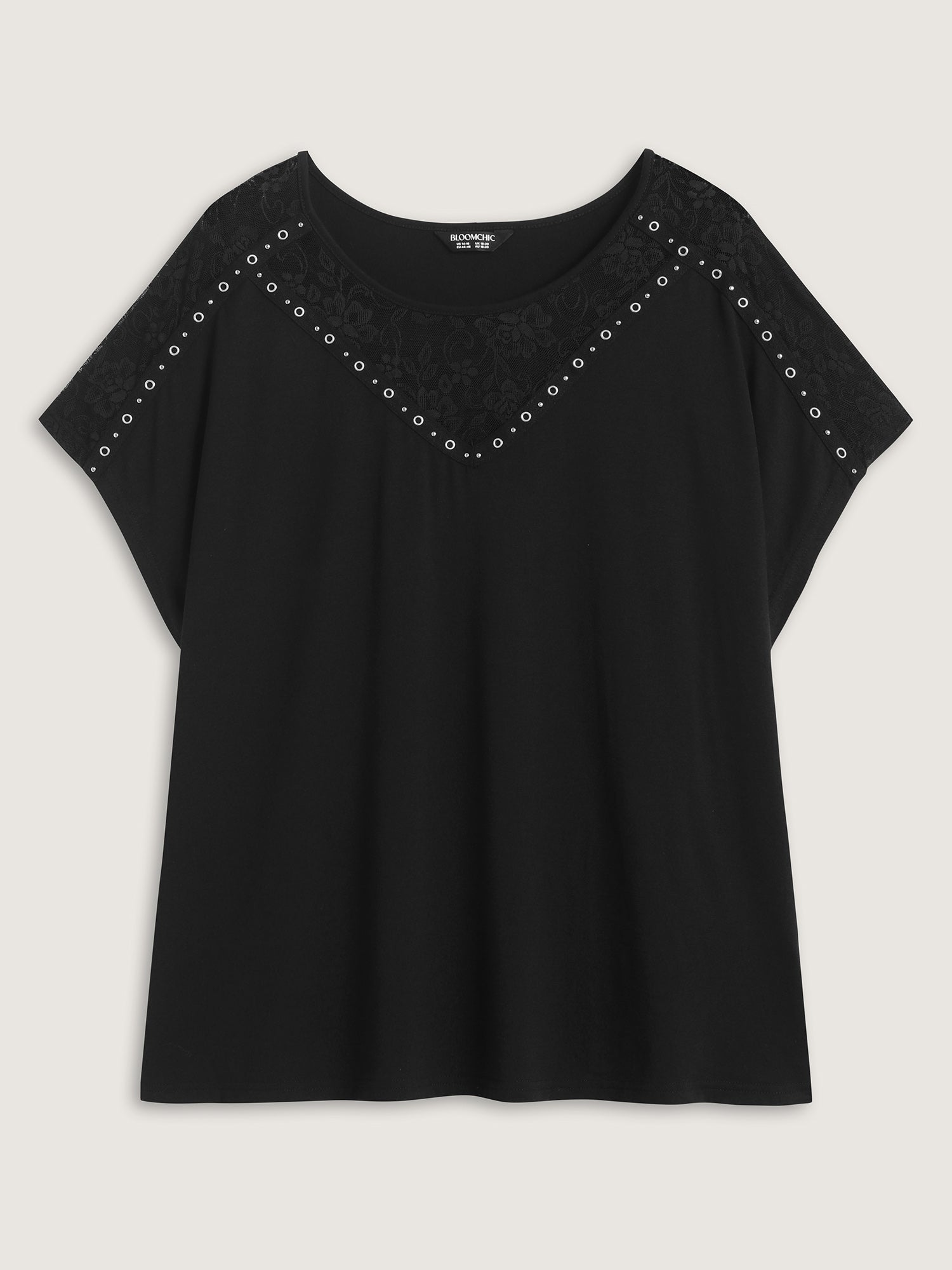 Lace Trim Sheer Solid T-Shirt-Sweetccc