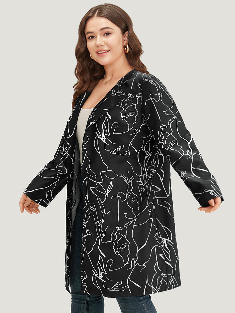 Halloween Graffiti Print Open Front Maxi Coat-Sweetccc