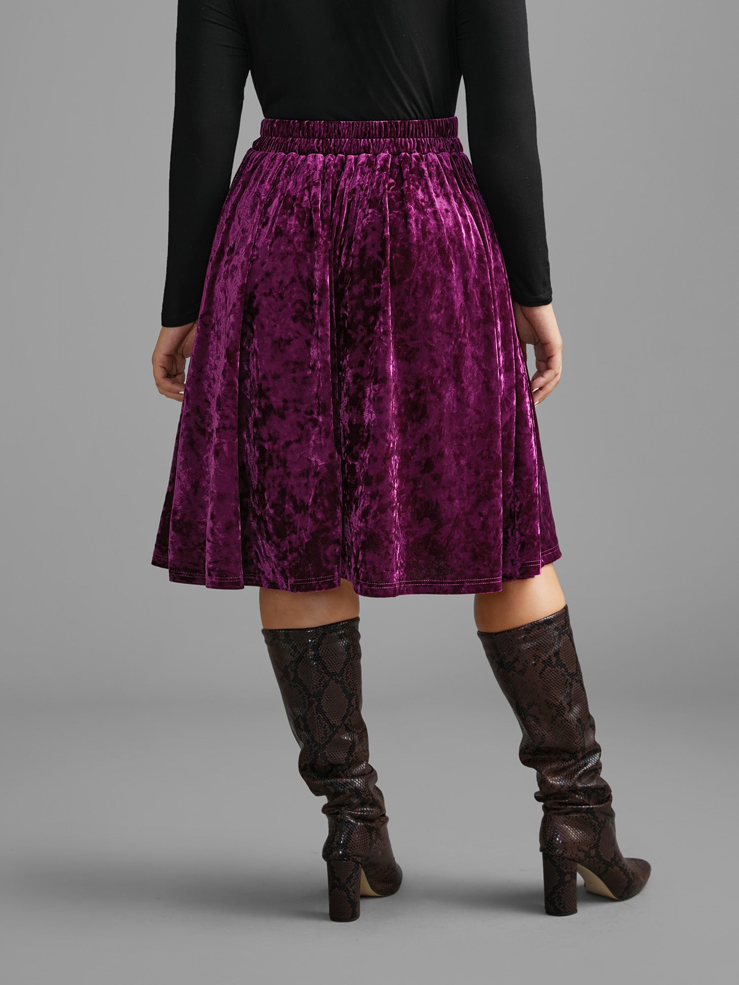 Velvet Elastic Waist Skirt-Sweetccc