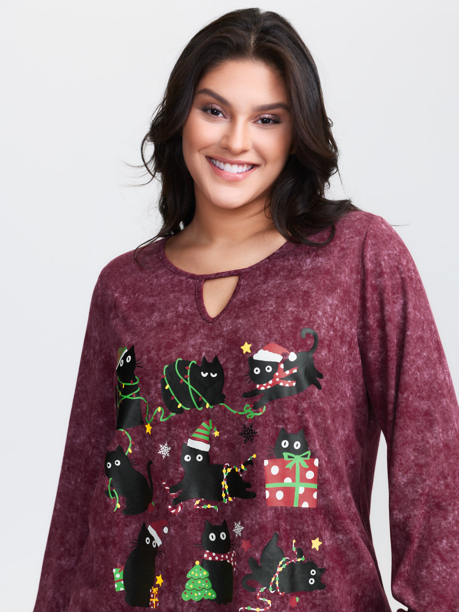 Holiday Cat Snowflake Effect T-Shirt-Sweetccc