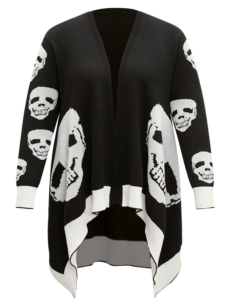 Supersoft Essentials Halloween Skull Asymmetrical Hem Cardigan-Sweetccc