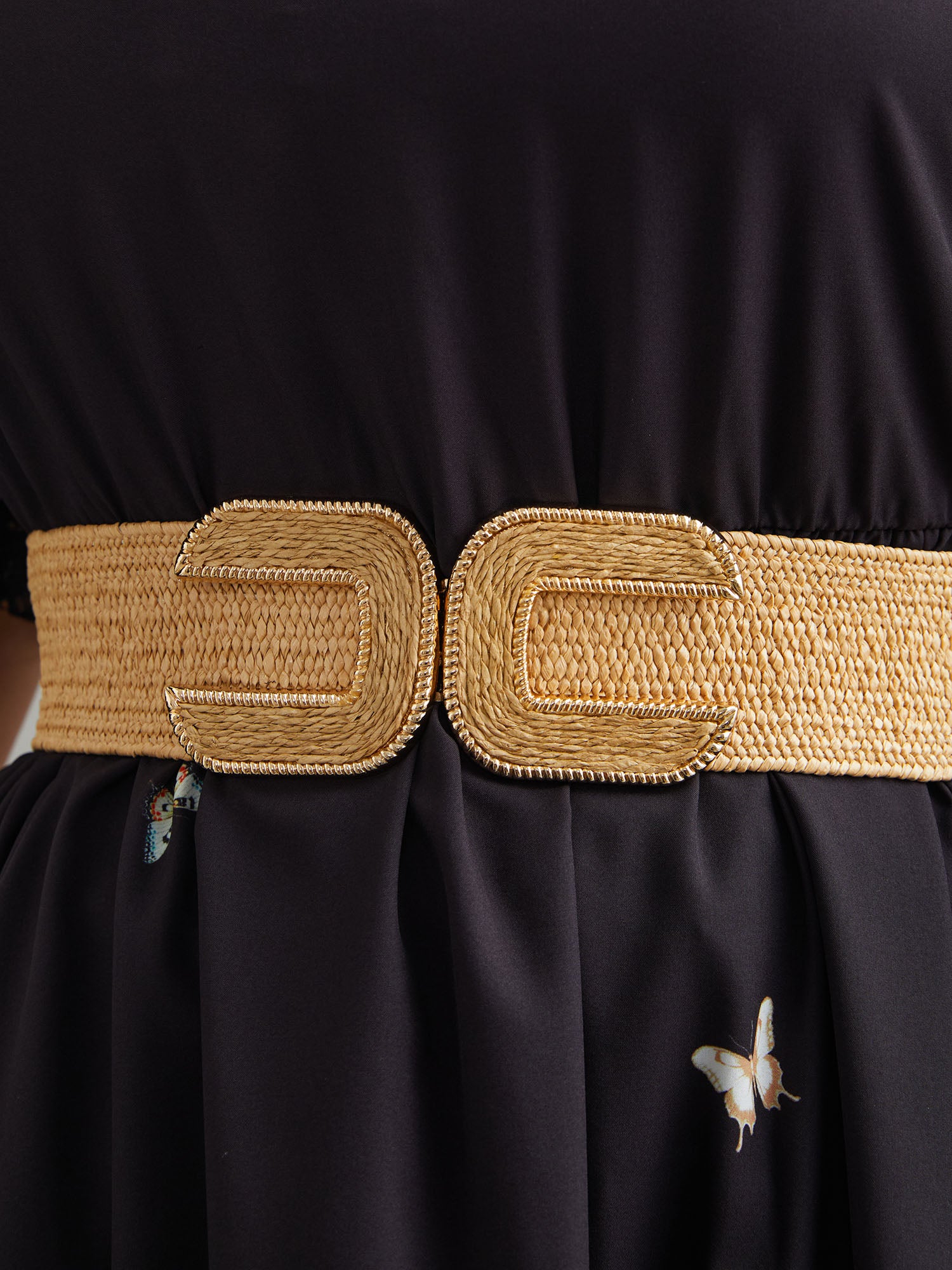 Gold-Tone Hand Woven Wide Belt-Sweetccc