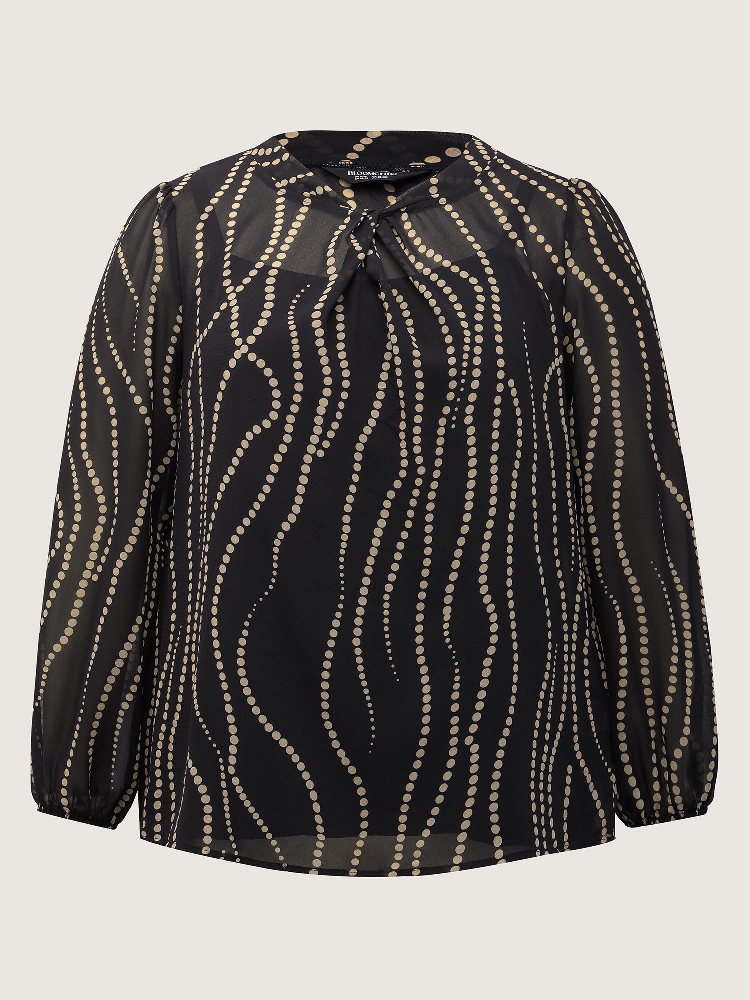 Knotted Neckline Chiffon Print Blouse-Sweetccc