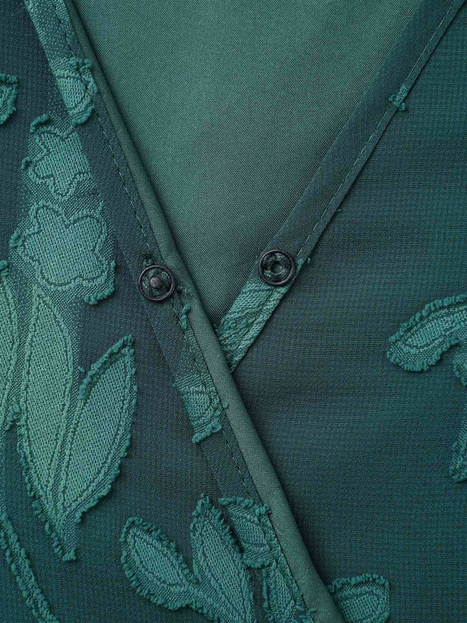 Overlap Collar Jacquard Split Hem Dress-Sweetccc