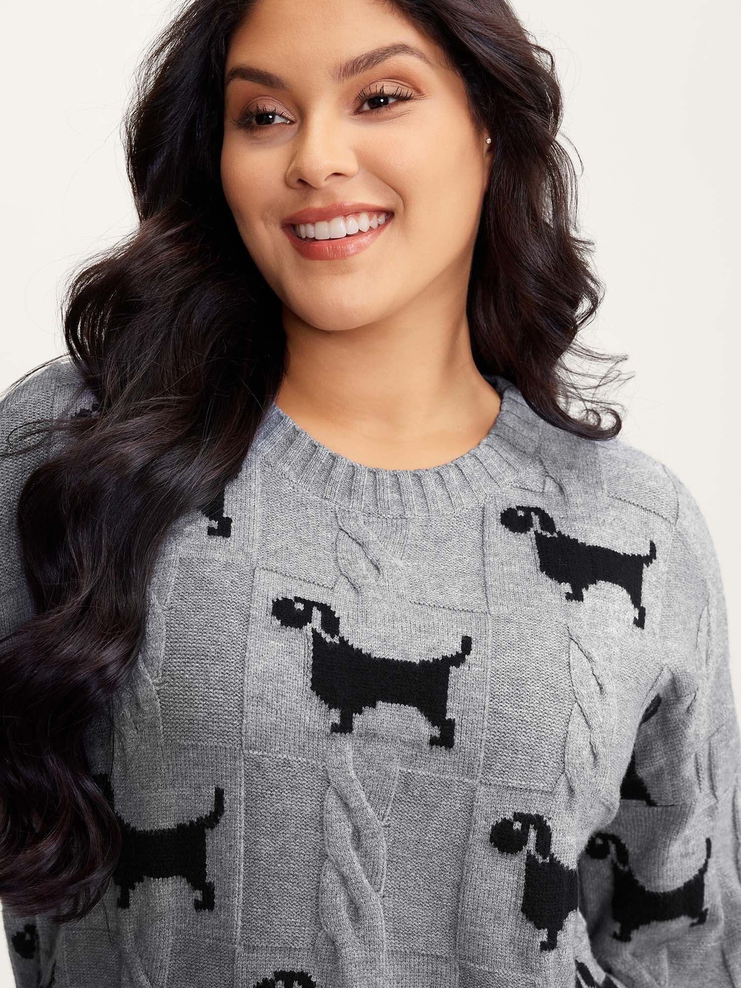 Supersoft Textured Dog Print Pullover-Sweetccc