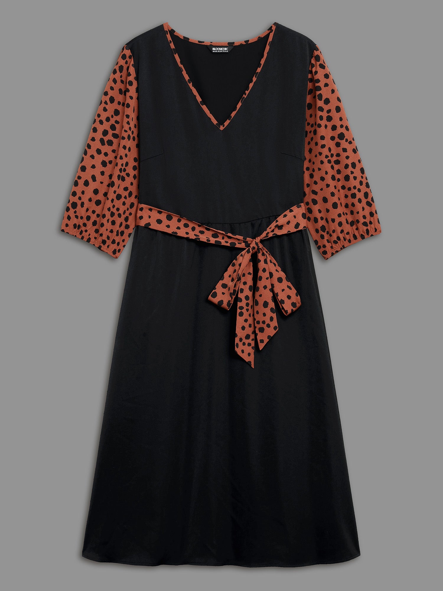 V Neck Polka Dot Color contrast Dress-Sweetccc