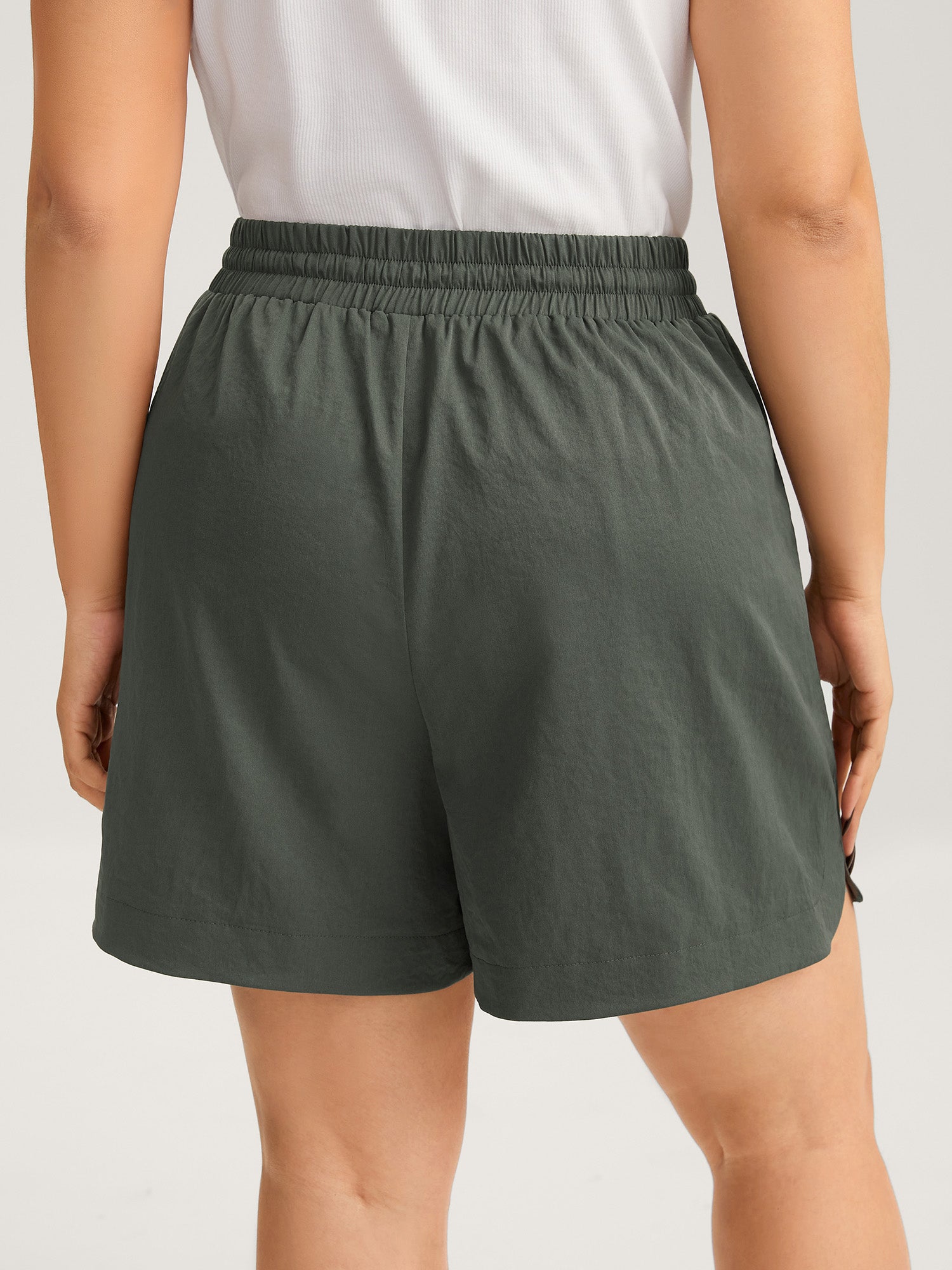 Waist-Tie Solid Wide-Leg Shorts-Sweetccc