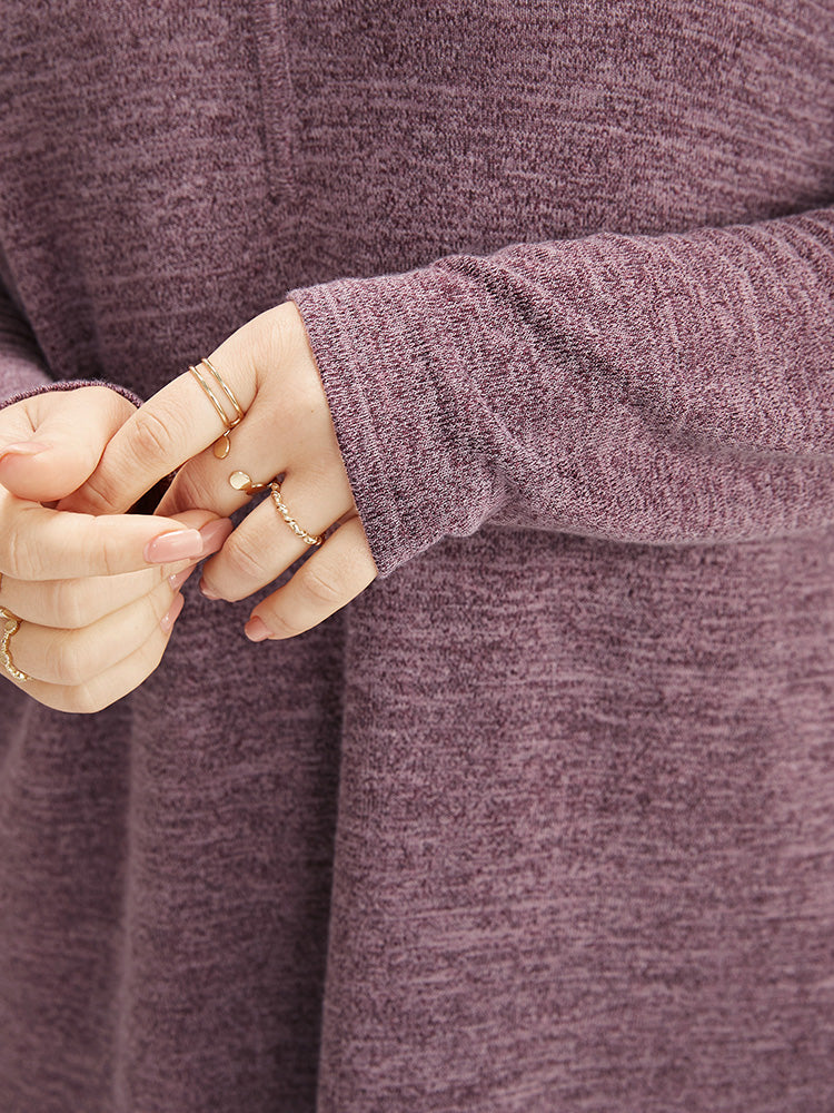 Solid Lace Trim V Neck Long Tee-Sweetccc