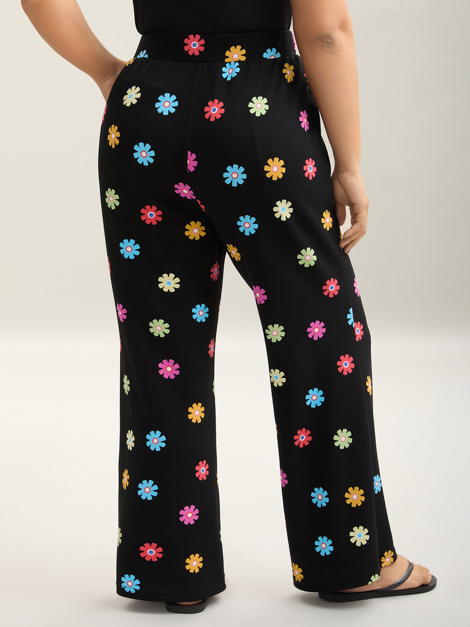 Multi-Color Floral Print Flared Pants-Sweetccc