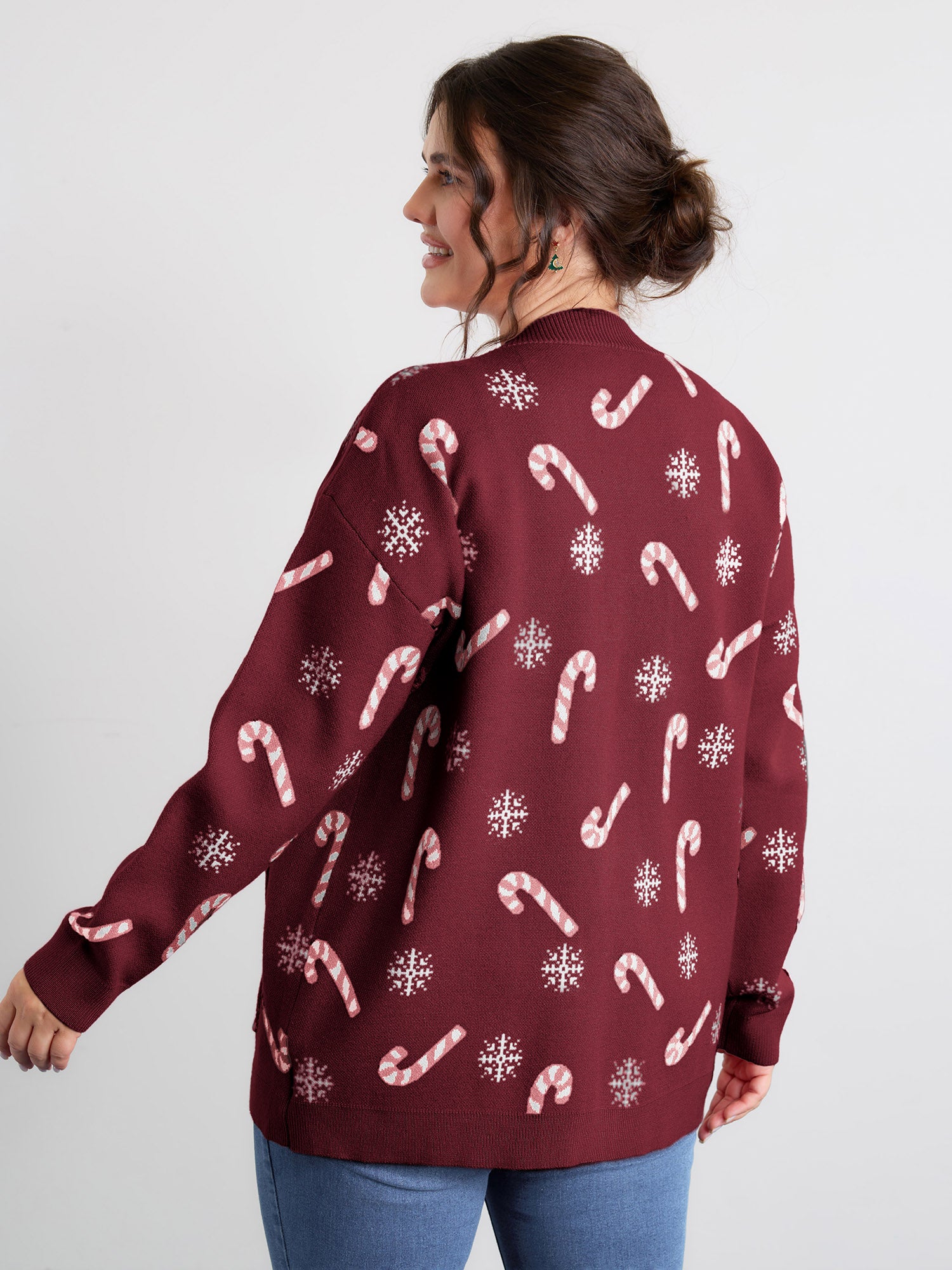 Holiday Candy Patch Pockets Knit Cardigan-Sweetccc