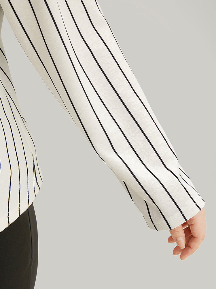 Striped Lapel Collar Open Front Blazer-Sweetccc