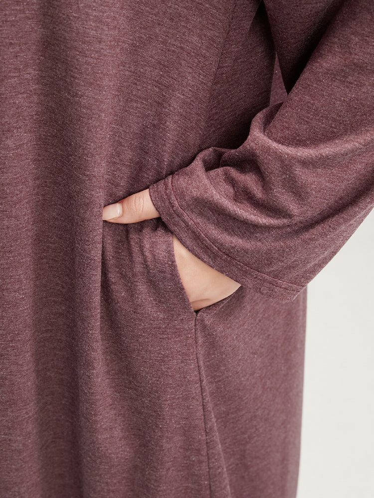 Solid Pocket Cold Shoulder Dress-Sweetccc