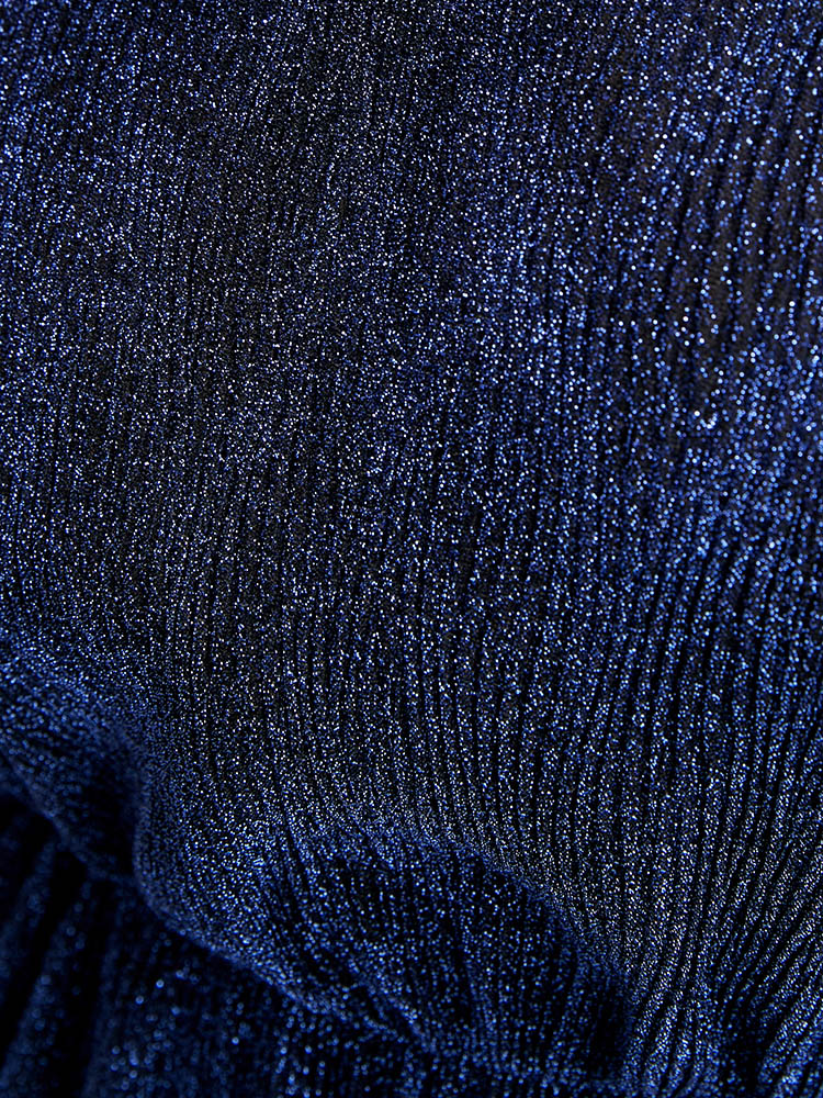 Solid Lantern Sleeve Sequin Split Hem Dress-Sweetccc