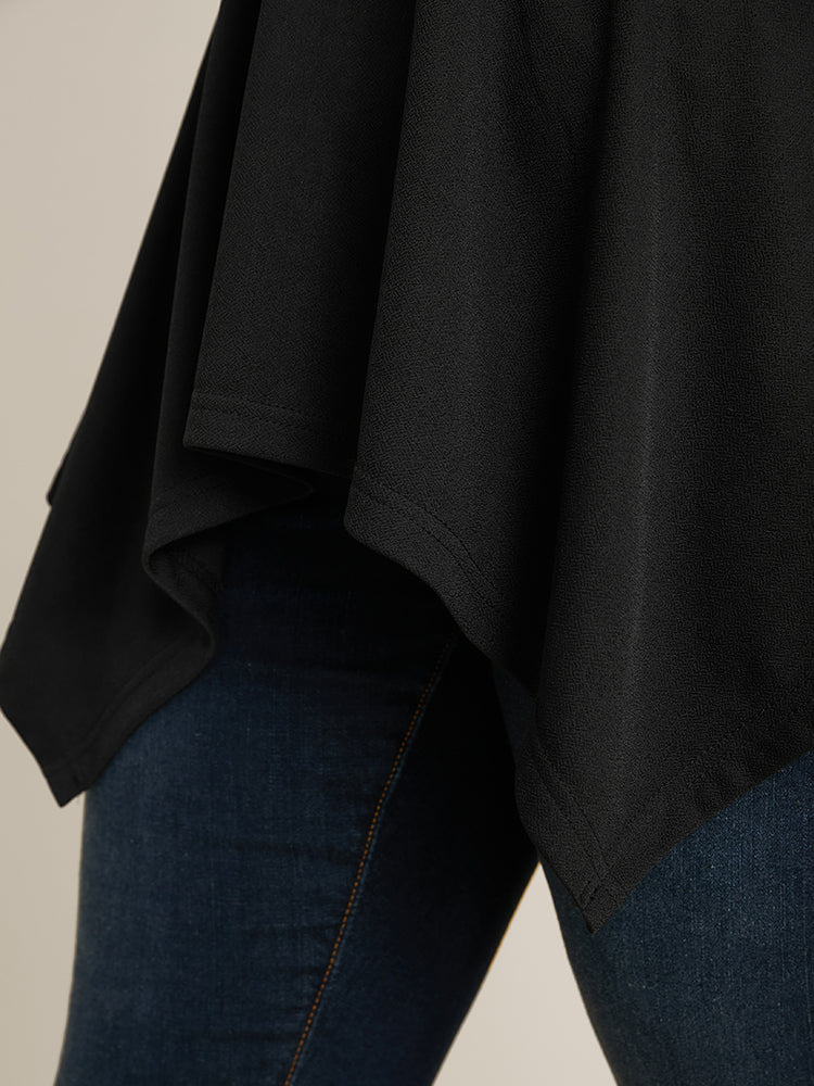 Solid Pearl Beaded Hanky Hem Long Tee-Sweetccc