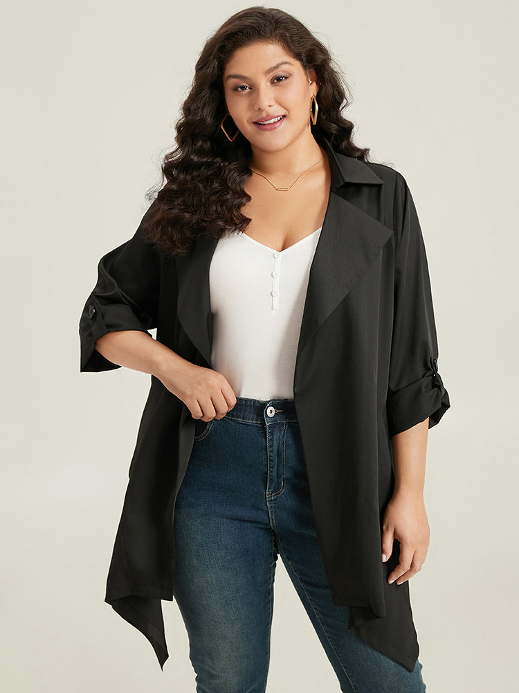 Supersoft Essentials Plain Asymmetrical Hem Windbreaker-Sweetccc