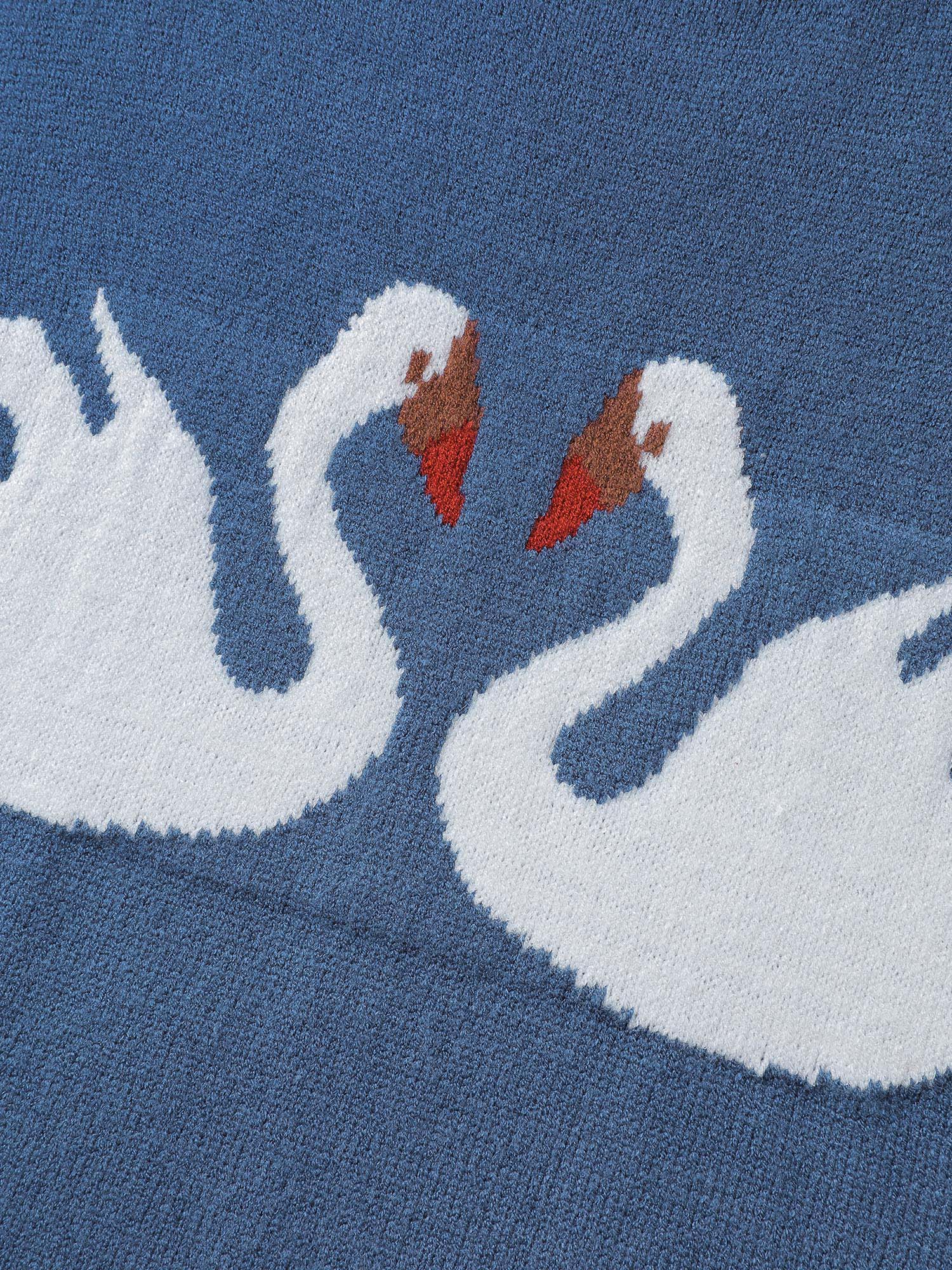 Swan Jacquard Pattern Color Contrast Pullover-Sweetccc