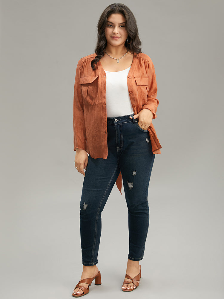 Halloween Plain Belted Pocket Button Up Gathered Coat-Sweetccc