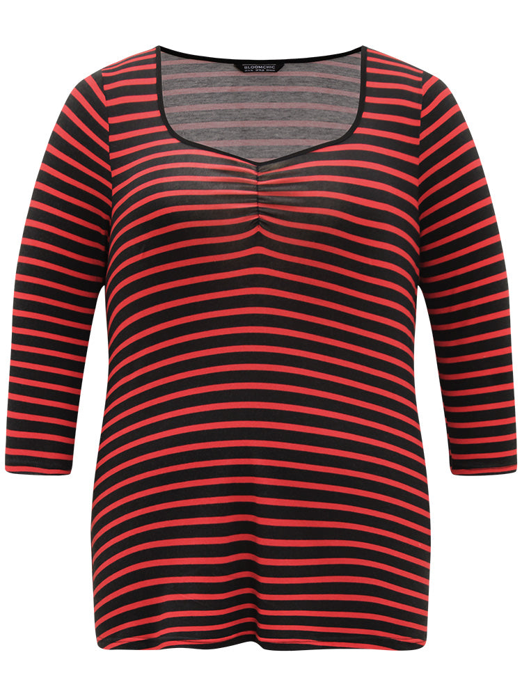 Halloween Striped Two Tone Ruched T-shirt-Sweetccc