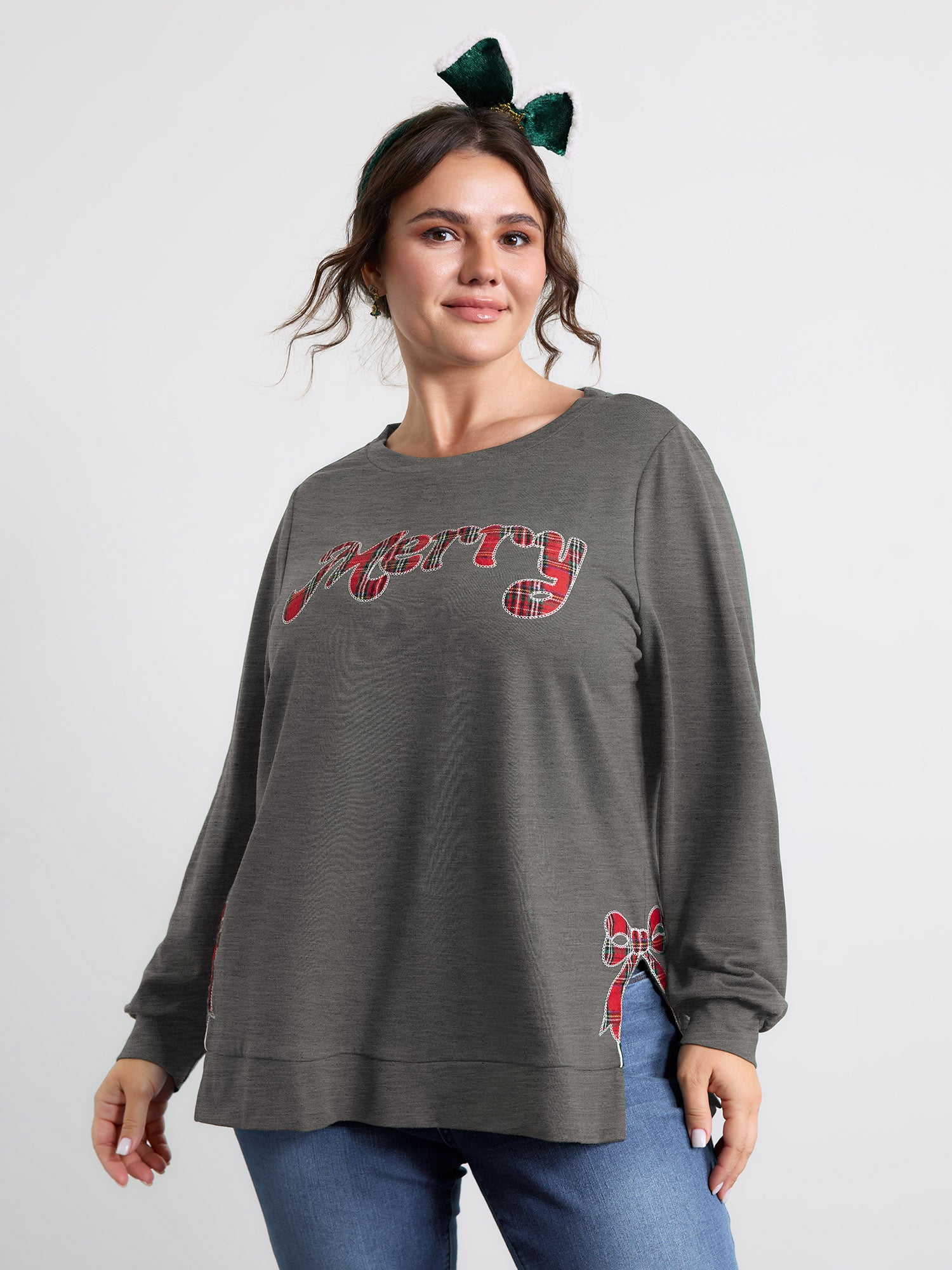 Merry Applique Embroidery Sweatshirt-Sweetccc