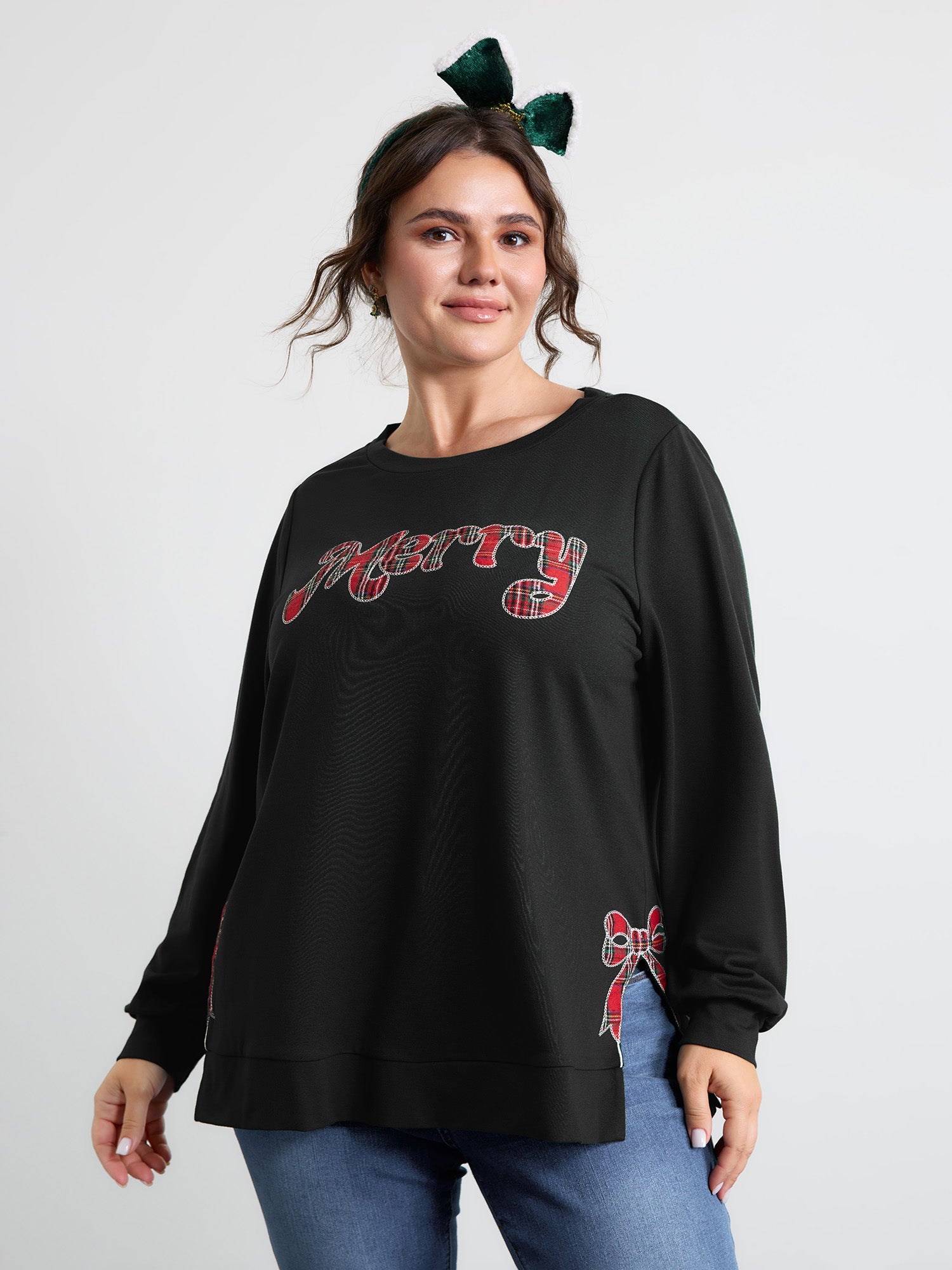 Merry Applique Embroidery Sweatshirt-Sweetccc