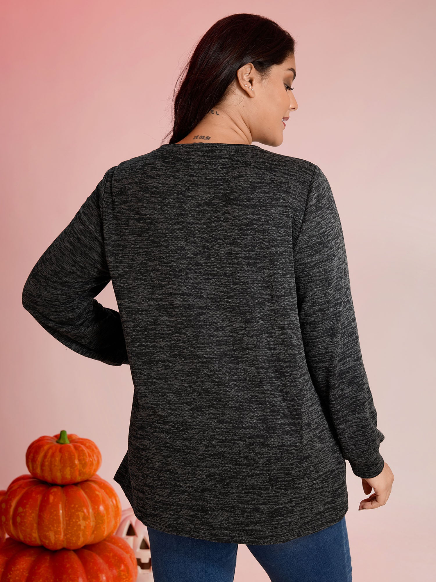 Halloween Pumpkin Floral Pockets Tunic Top-Sweetccc