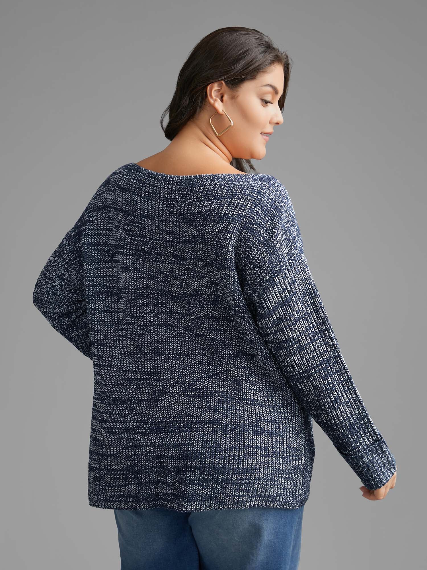 Heather Boat Neck Drop Shoulder Sleeve Pullover-Sweetccc