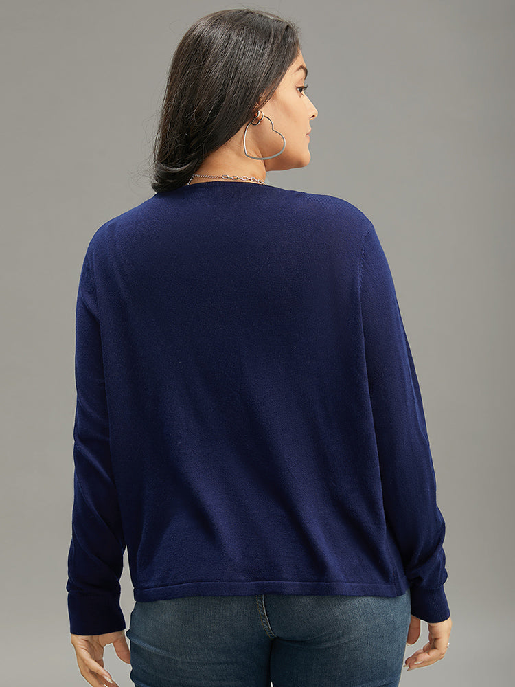 Supersoft Essentials Asymmetrical Hem Elastic Cuffs Cardigan-Sweetccc