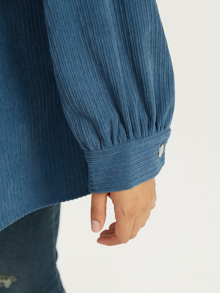 Two Tone Flap Pocket Button Up Corduroy Coat-Sweetccc