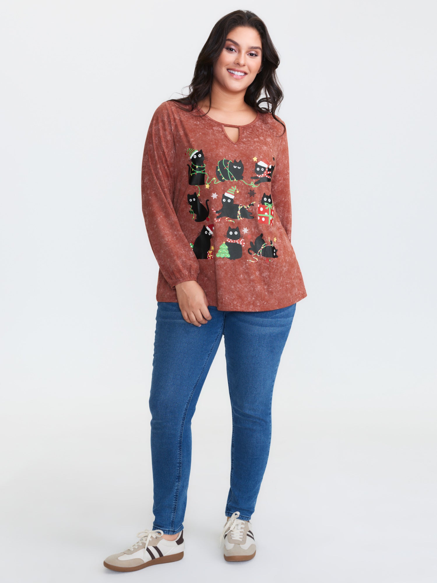 Holiday Cat Snowflake Effect T-Shirt-Sweetccc