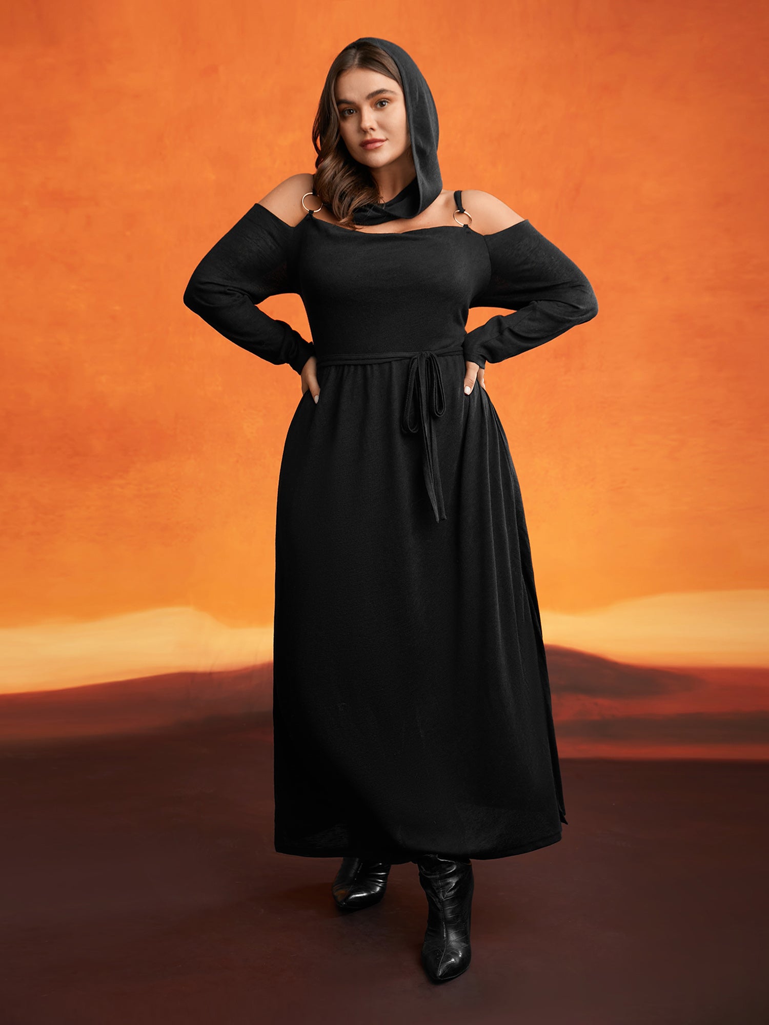 Obsidian Side Slit Accents Maxi Dress-Sweetccc