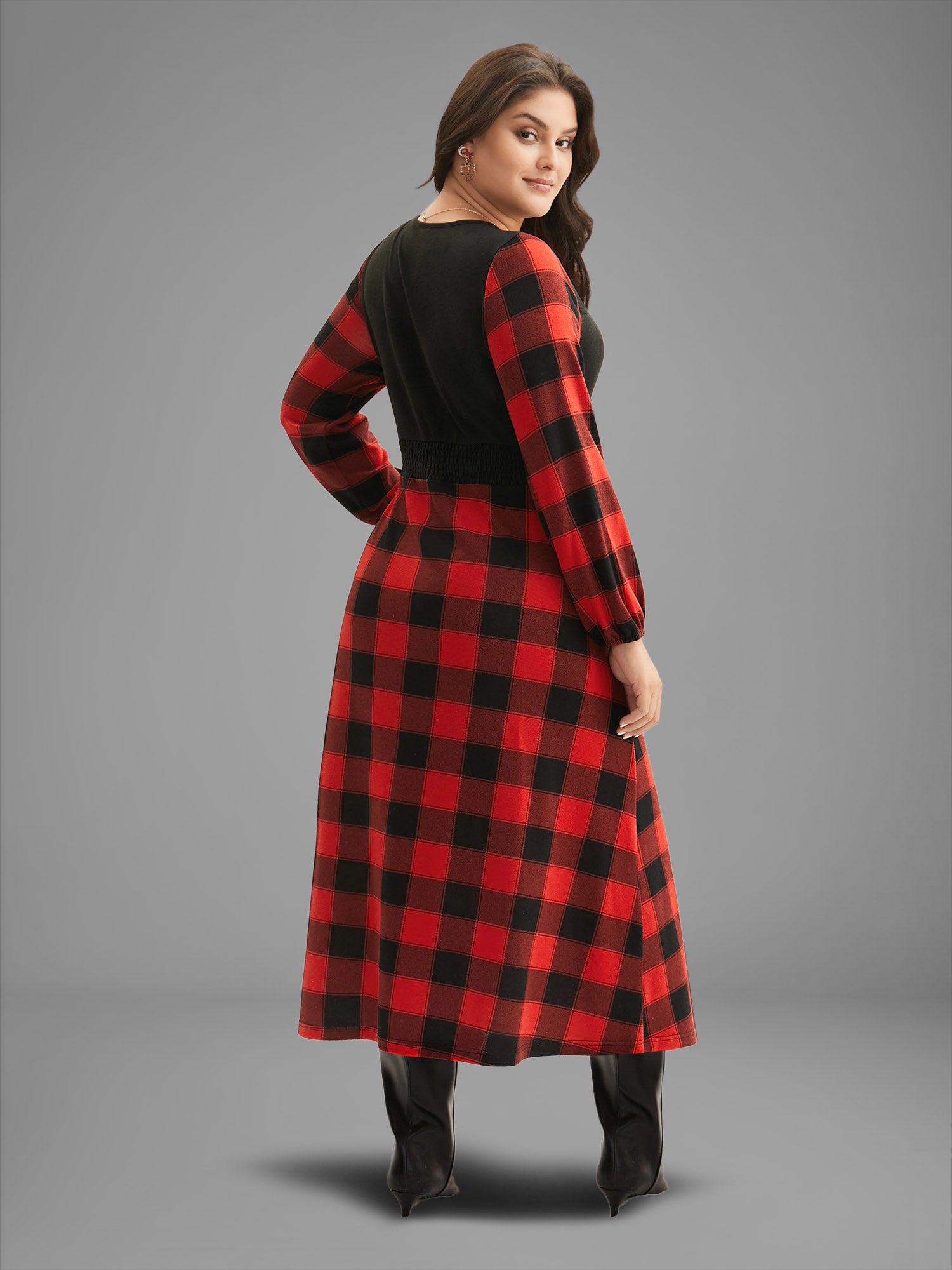 Vest Design Fit-and-Flare Midi Dress-Sweetccc