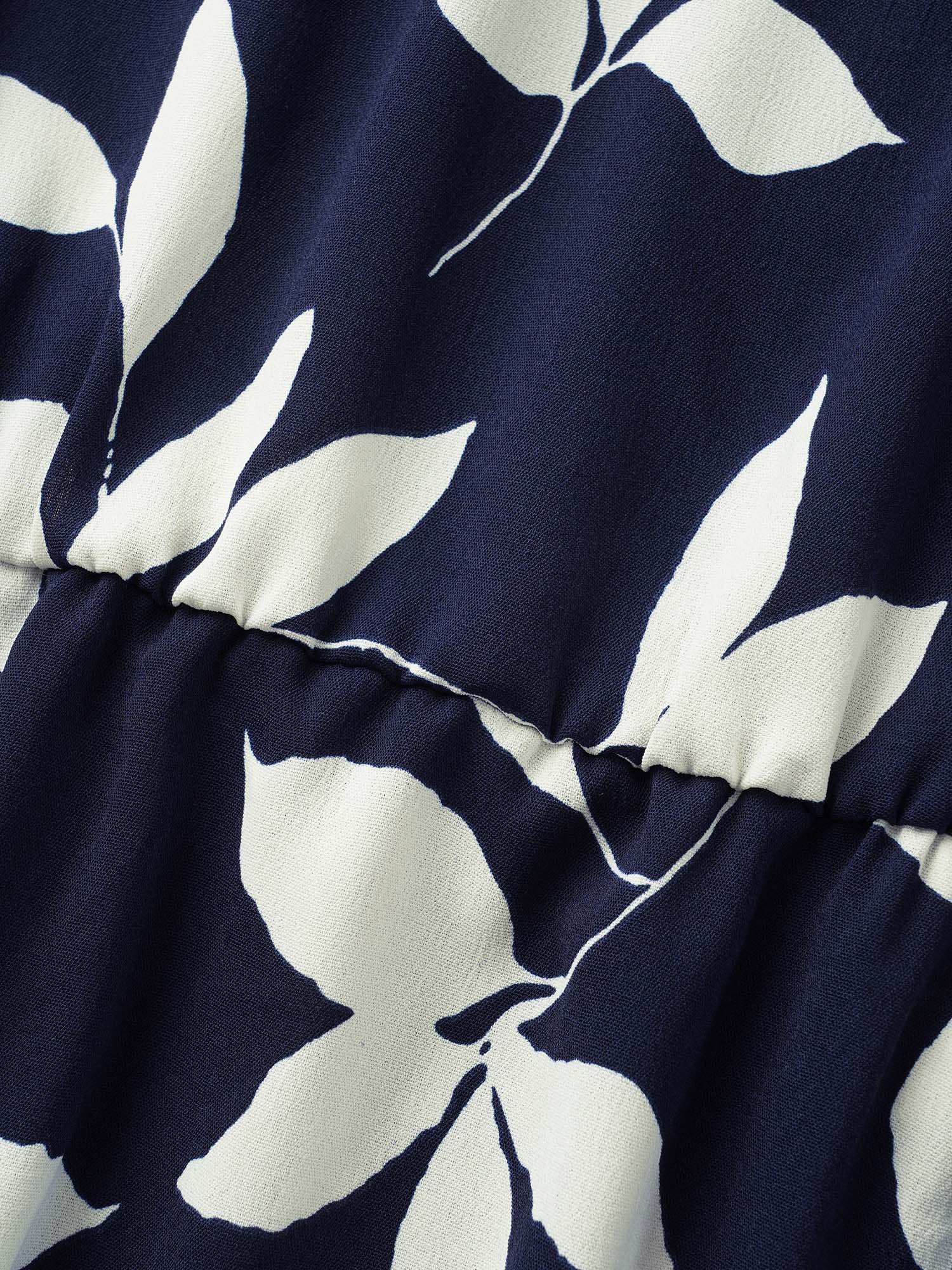 Leaf Print Pocket Belted Dress-Sweetccc