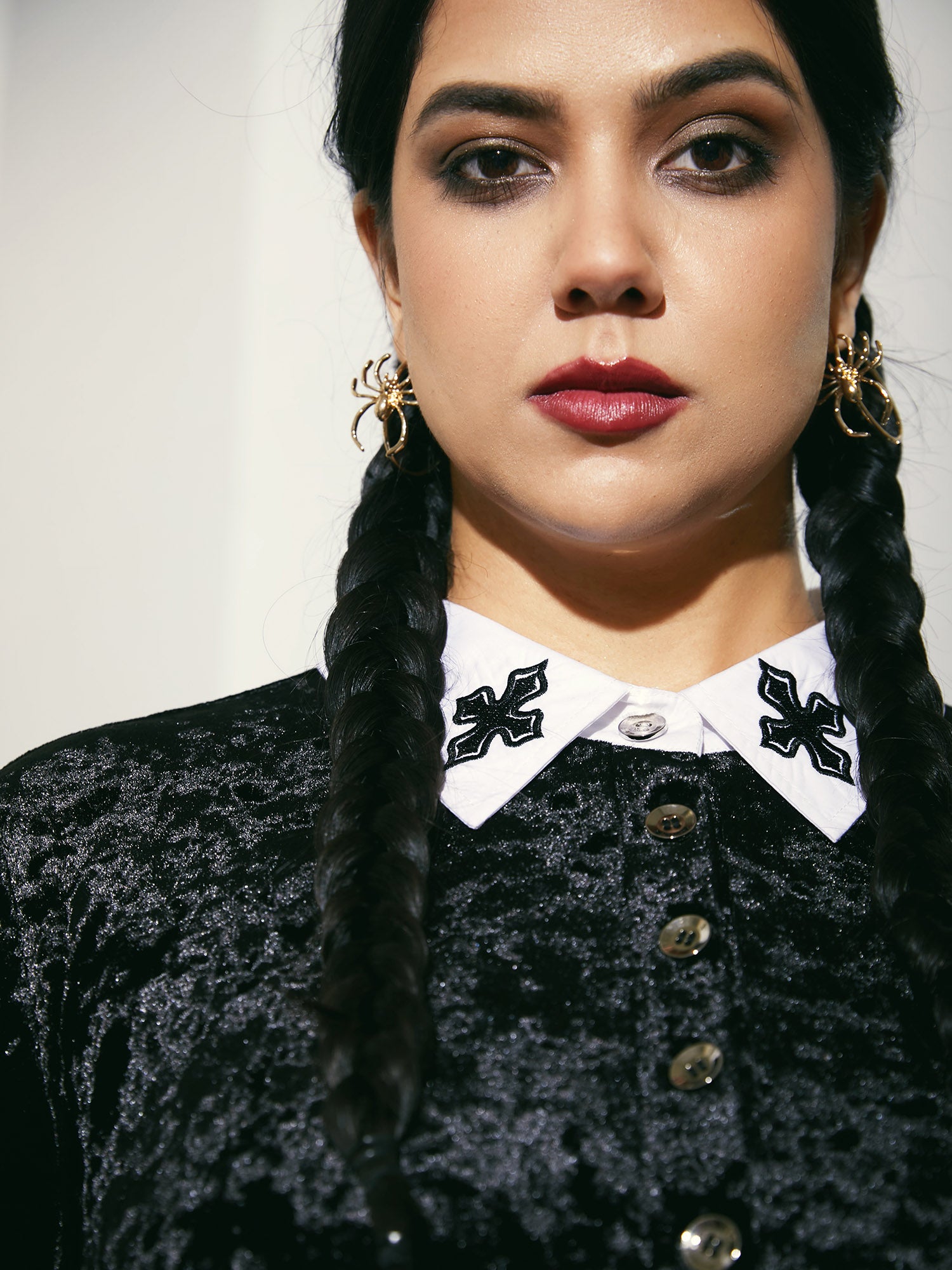 Stretch Velvet Collared Midi Dress-Sweetccc