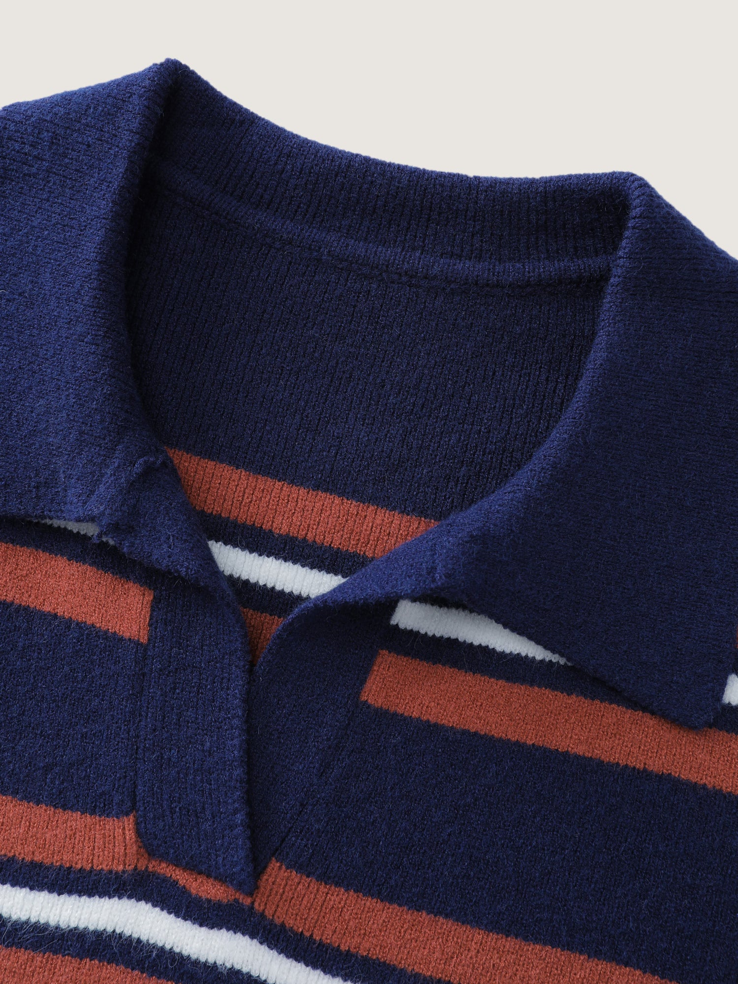 Supersoft Stripes Polo Collar Pullover-Sweetccc