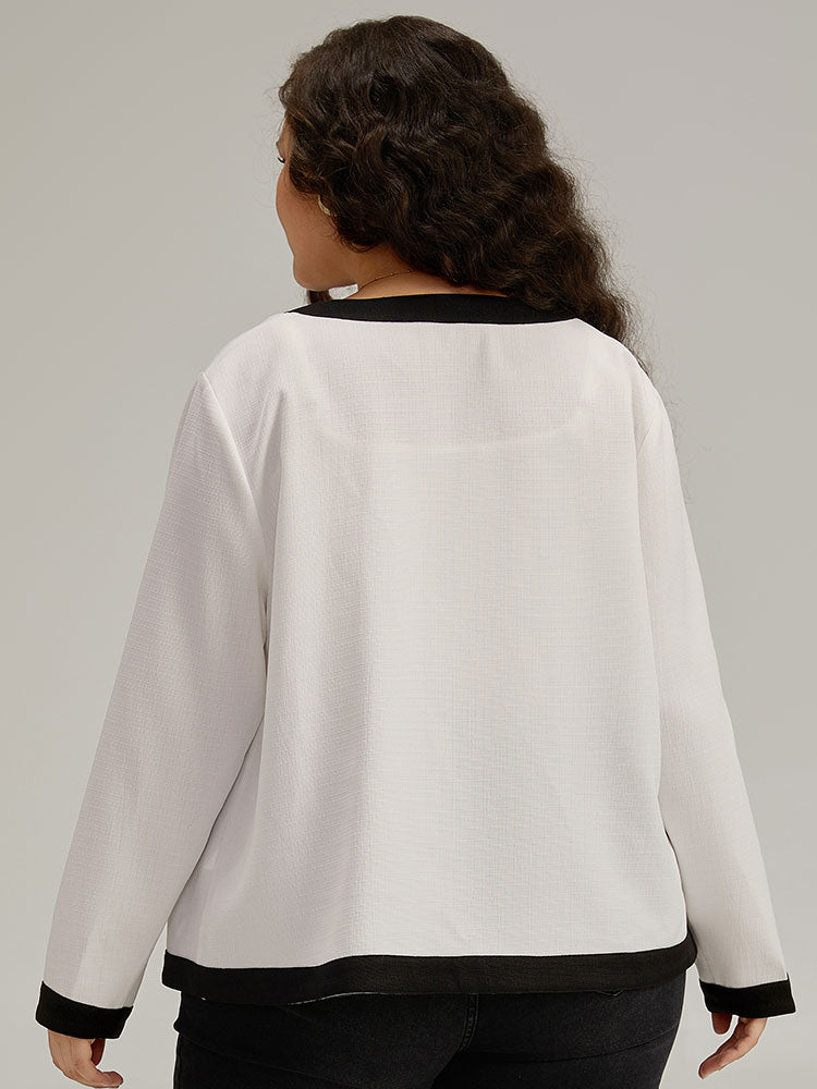 Striped Patchwork Button Detail Contrast Jacket-Sweetccc