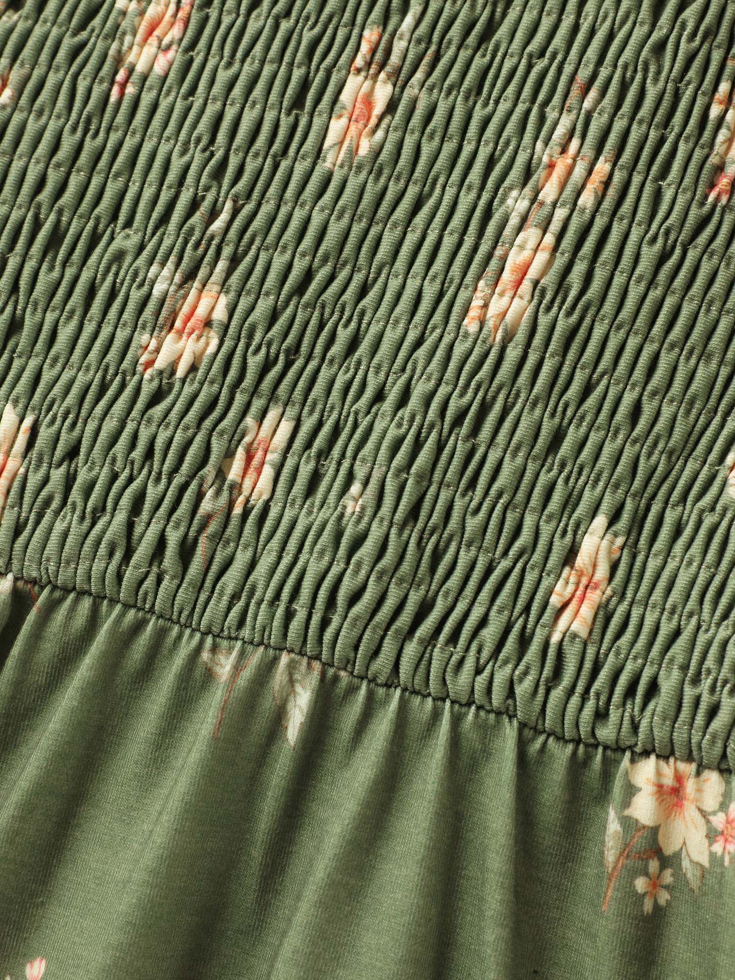 Floral Shirred Tiered Knit Top-Sweetccc