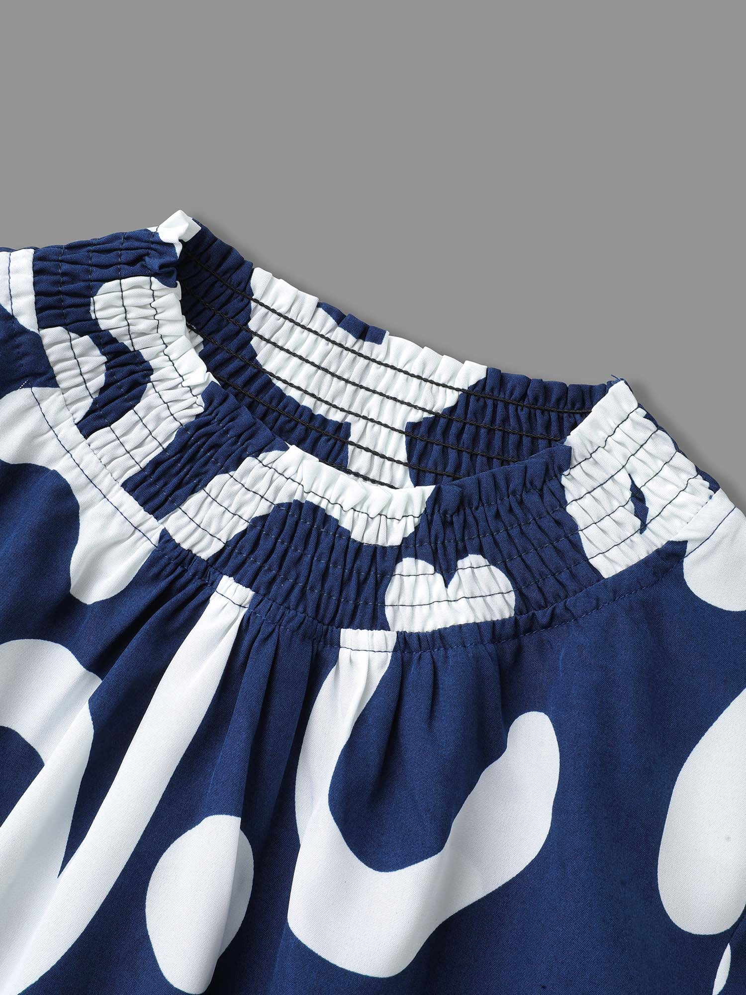 Geometric Print Shirred Pocket Dress-Sweetccc