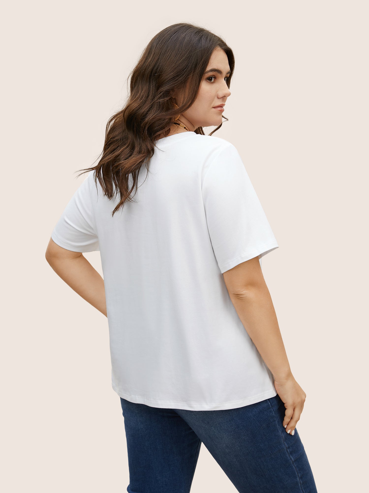 Tropical Landscape Print Round Neck T-shirt-Sweetccc